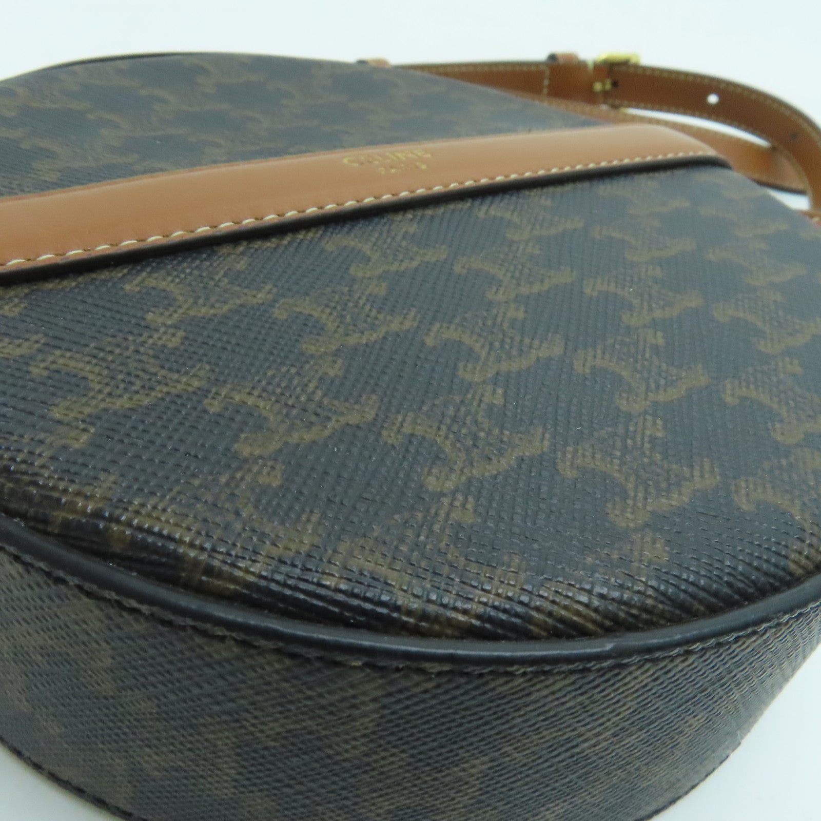 CELINE 塗層帆布Shoulder Bag金扣肩背袋啡色