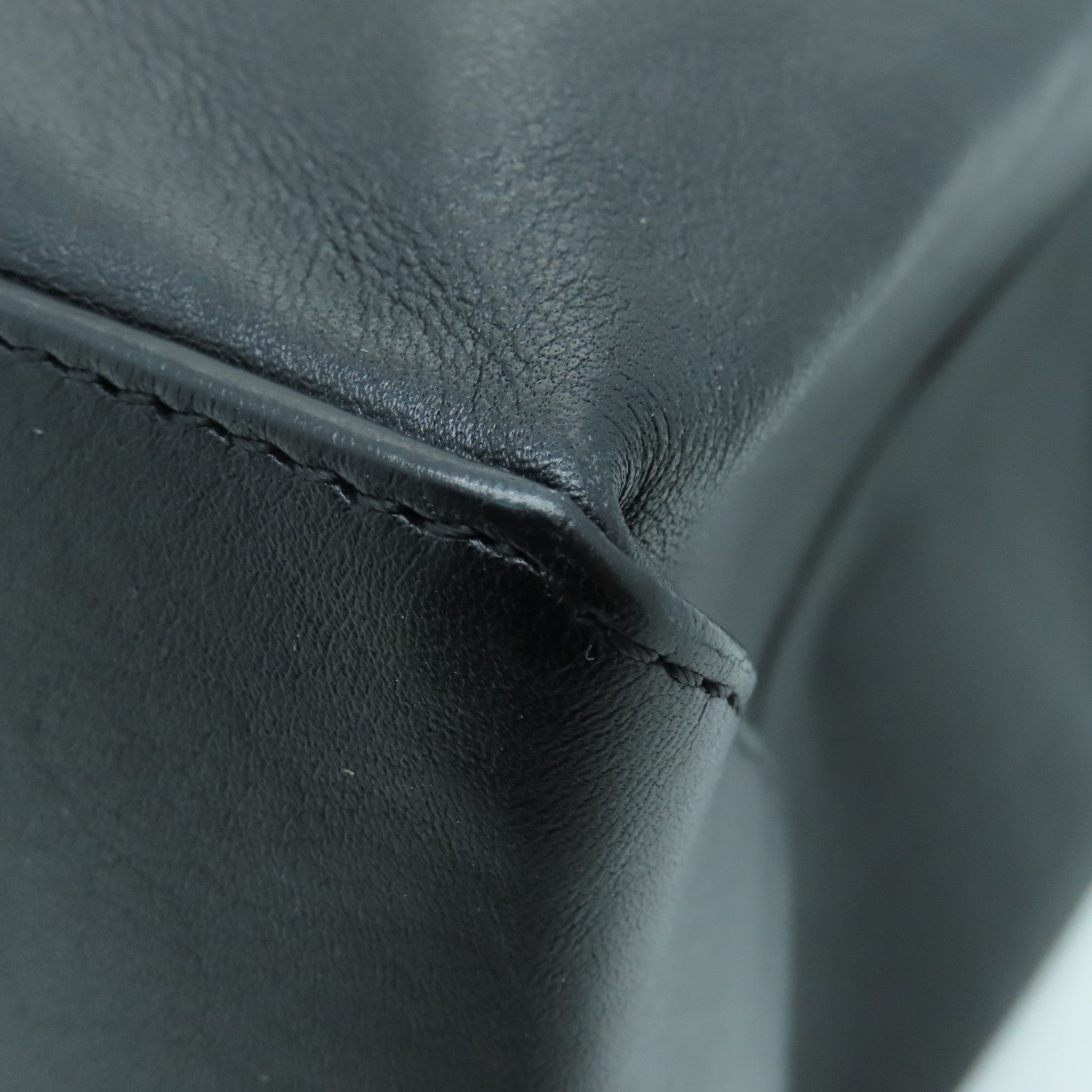 CHANEL 牛皮皮革Tote Bag銀扣手挽袋黑色