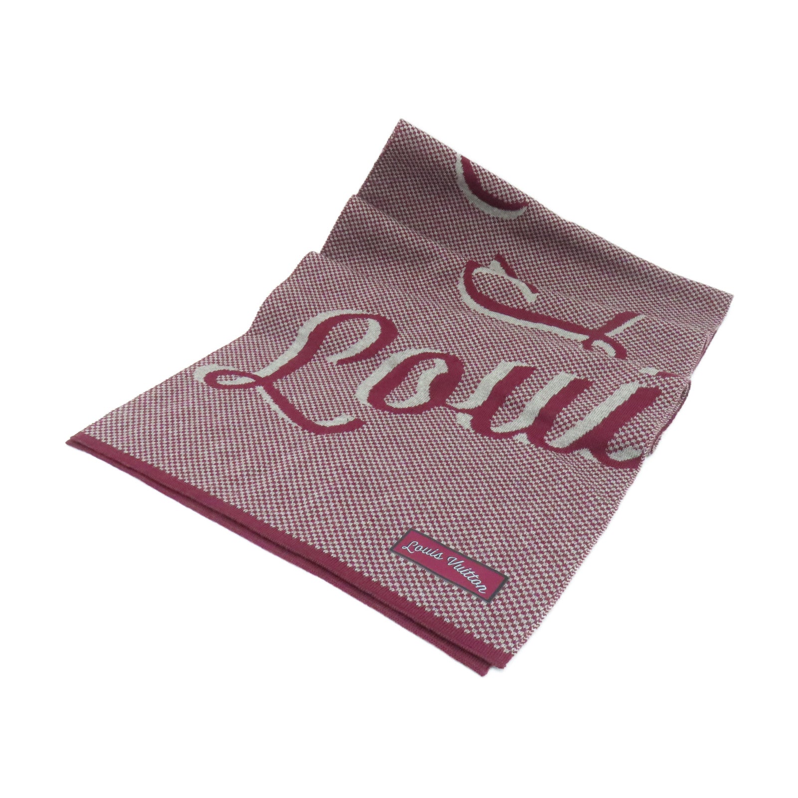 LOUIS VUITTON 羊毛Handwriting Burgundy Scarf絲巾紅色