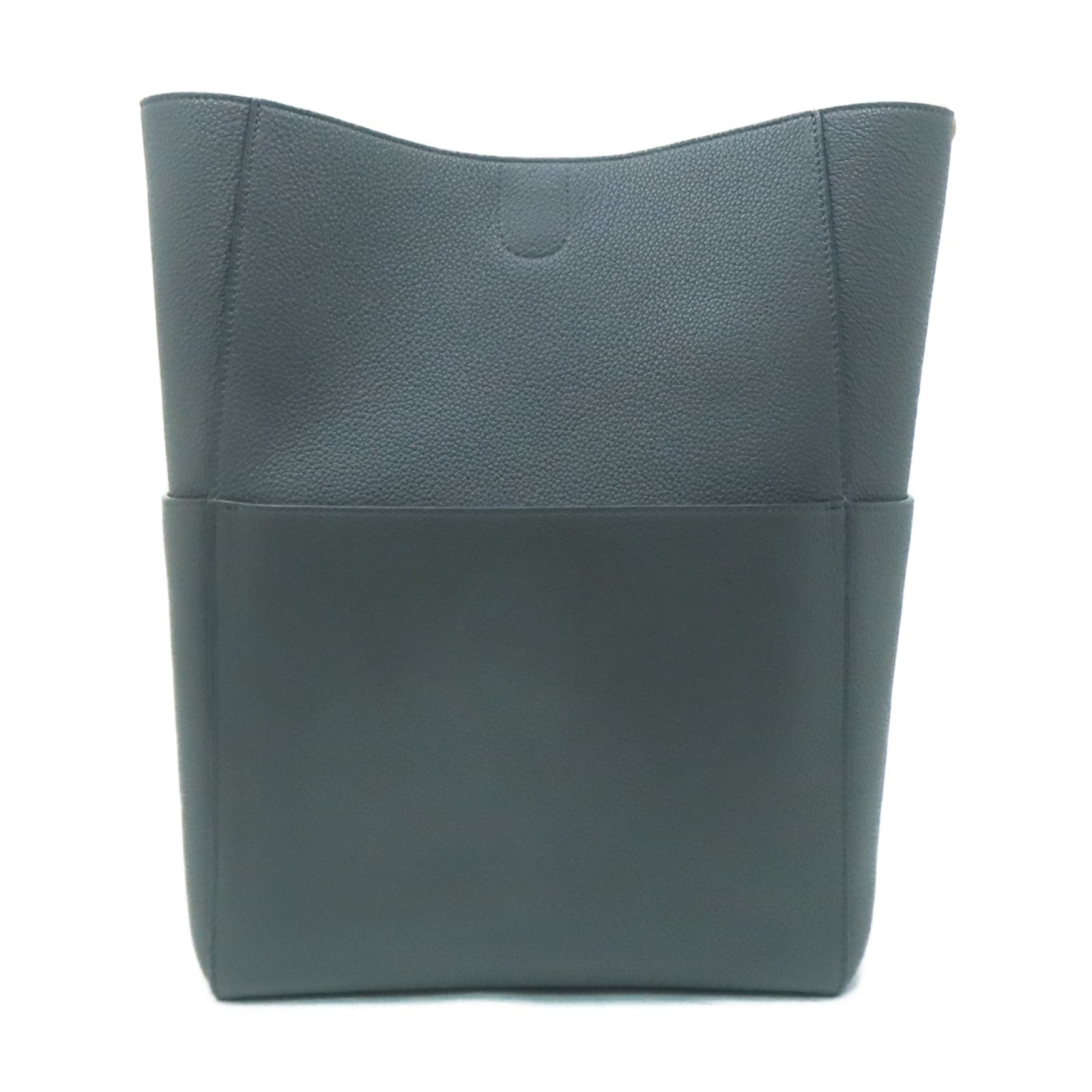 CELINE 牛皮皮革Sangle Bucket Bag金扣肩背袋灰色