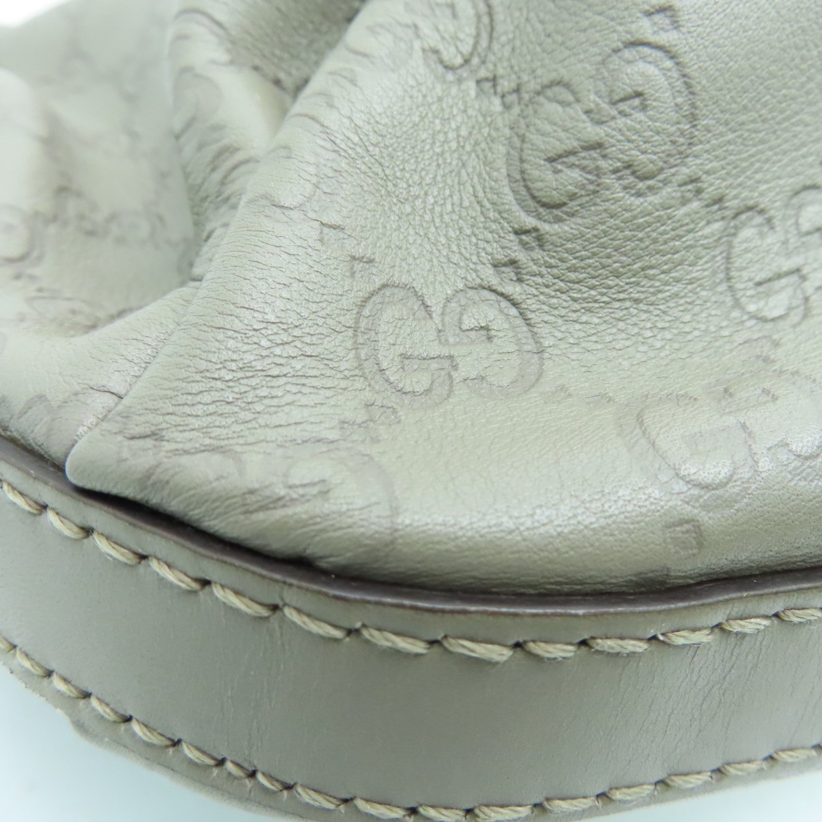 GUCCI 牛皮皮革Handbag金扣手挽袋灰色