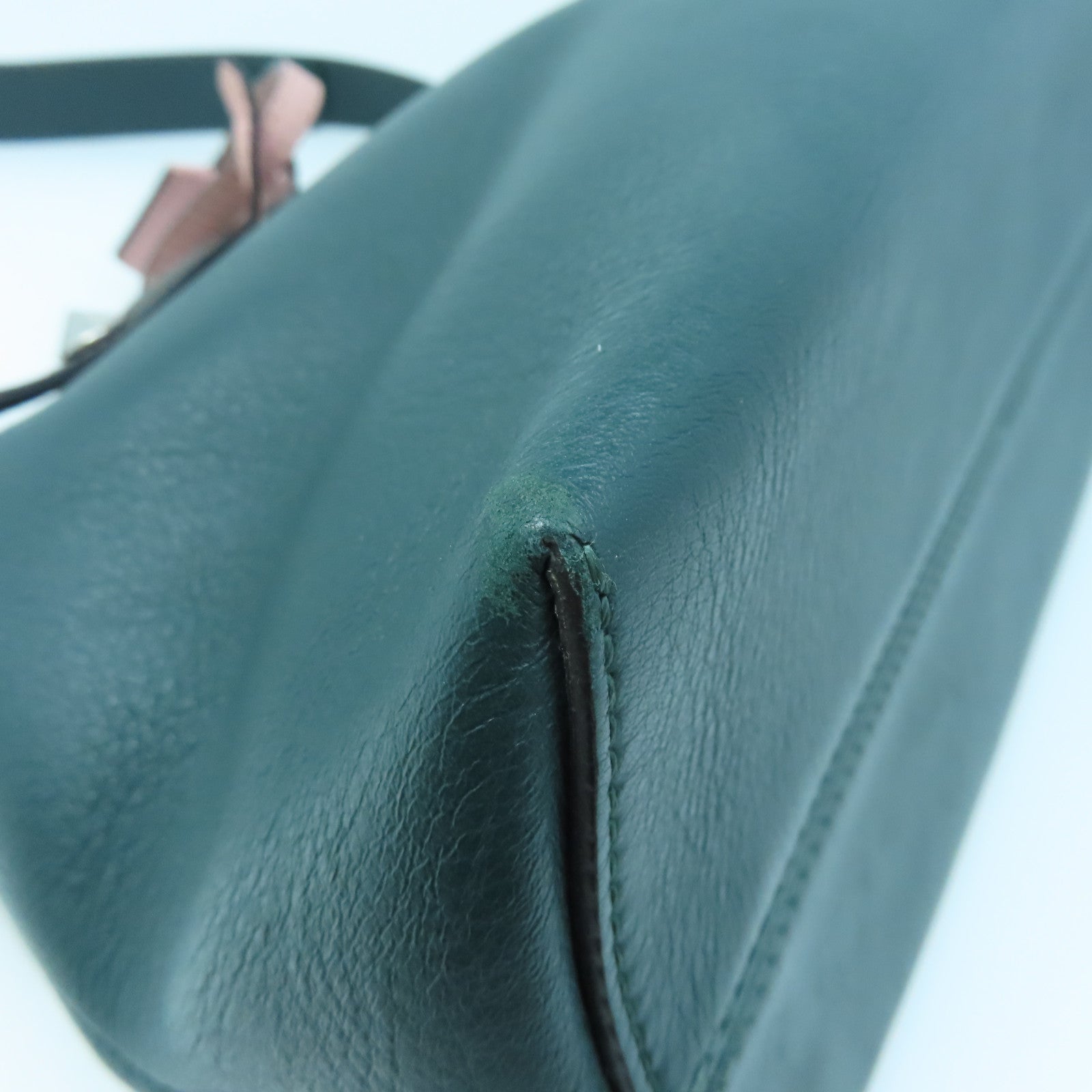 FENDI 牛皮皮革Shoulder Bag银扣肩背袋绿色