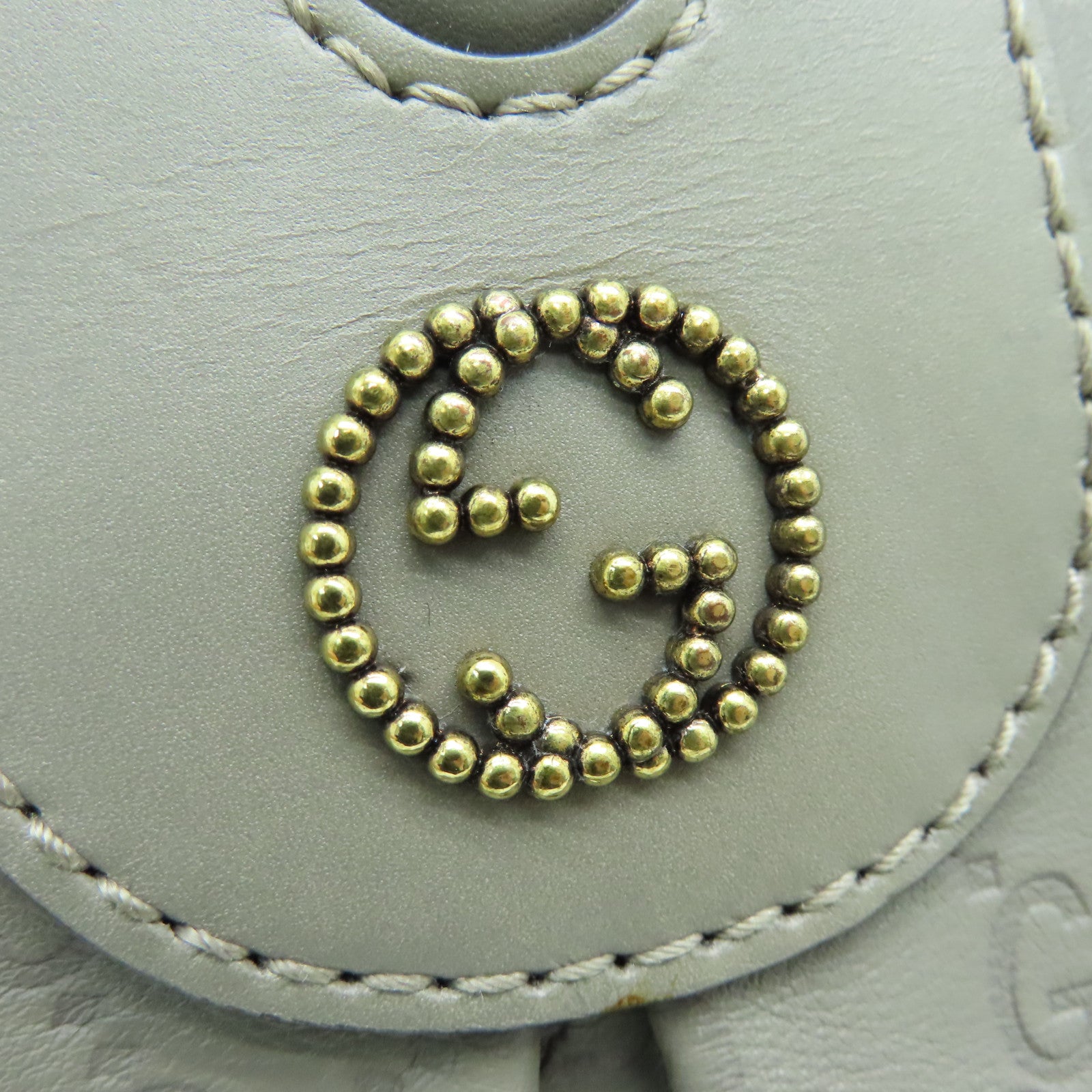 GUCCI 牛皮皮革Handbag金扣手挽袋灰色