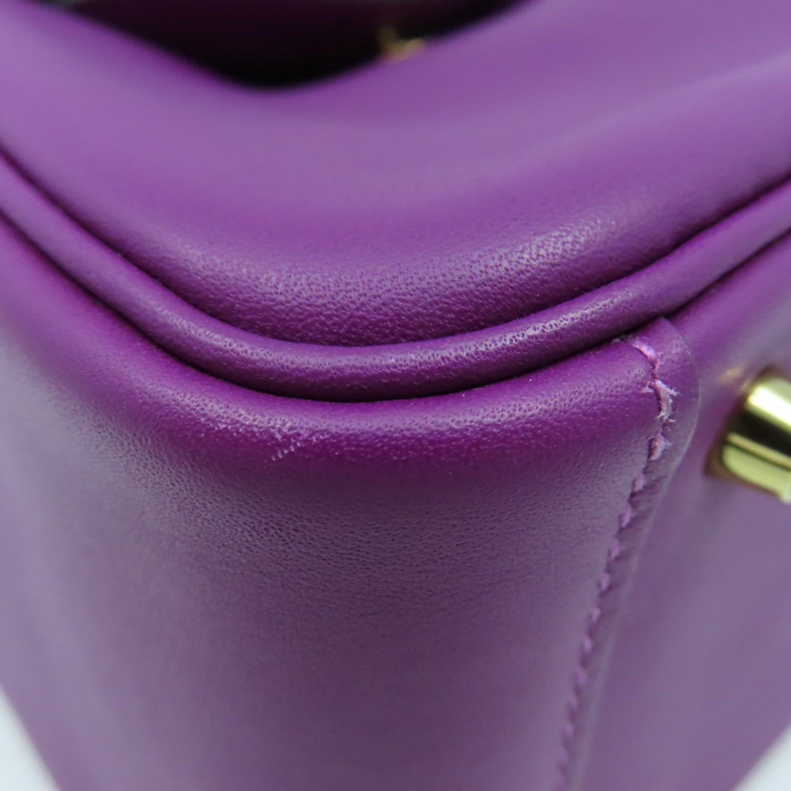 HERMES Swift皮革Mini Lindy金扣肩背袋Anemone/海葵紫色