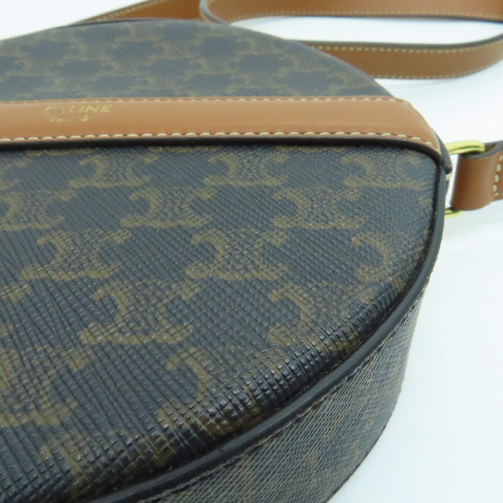 CELINE 塗層帆布Shoulder Bag金扣肩背袋啡色