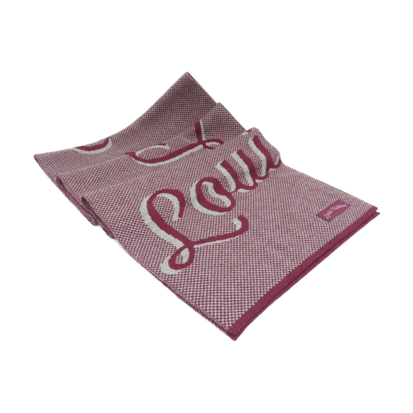 LOUIS VUITTON 羊毛Handwriting Burgundy Scarf絲巾紅色
