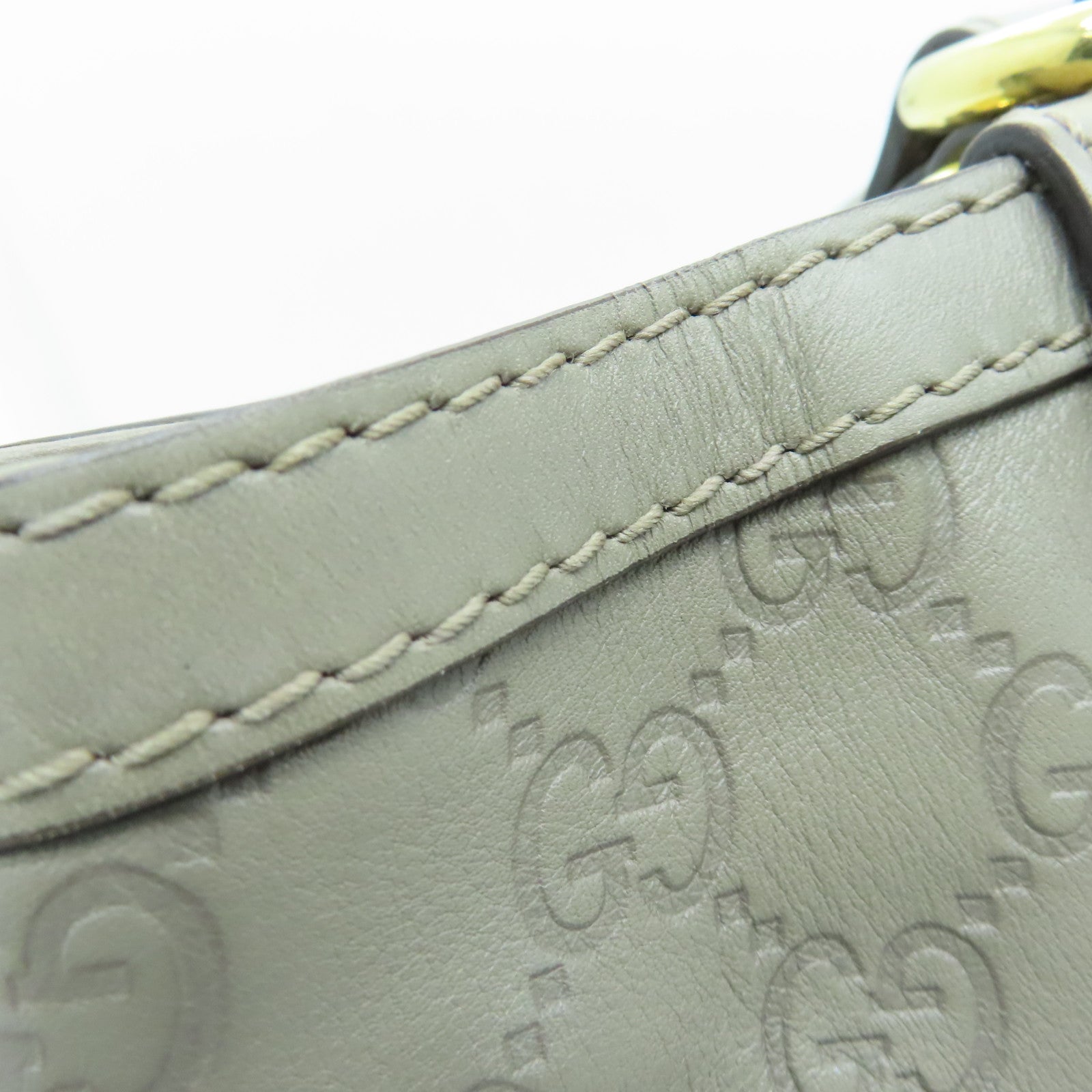 GUCCI 牛皮皮革Handbag金扣手挽袋灰色
