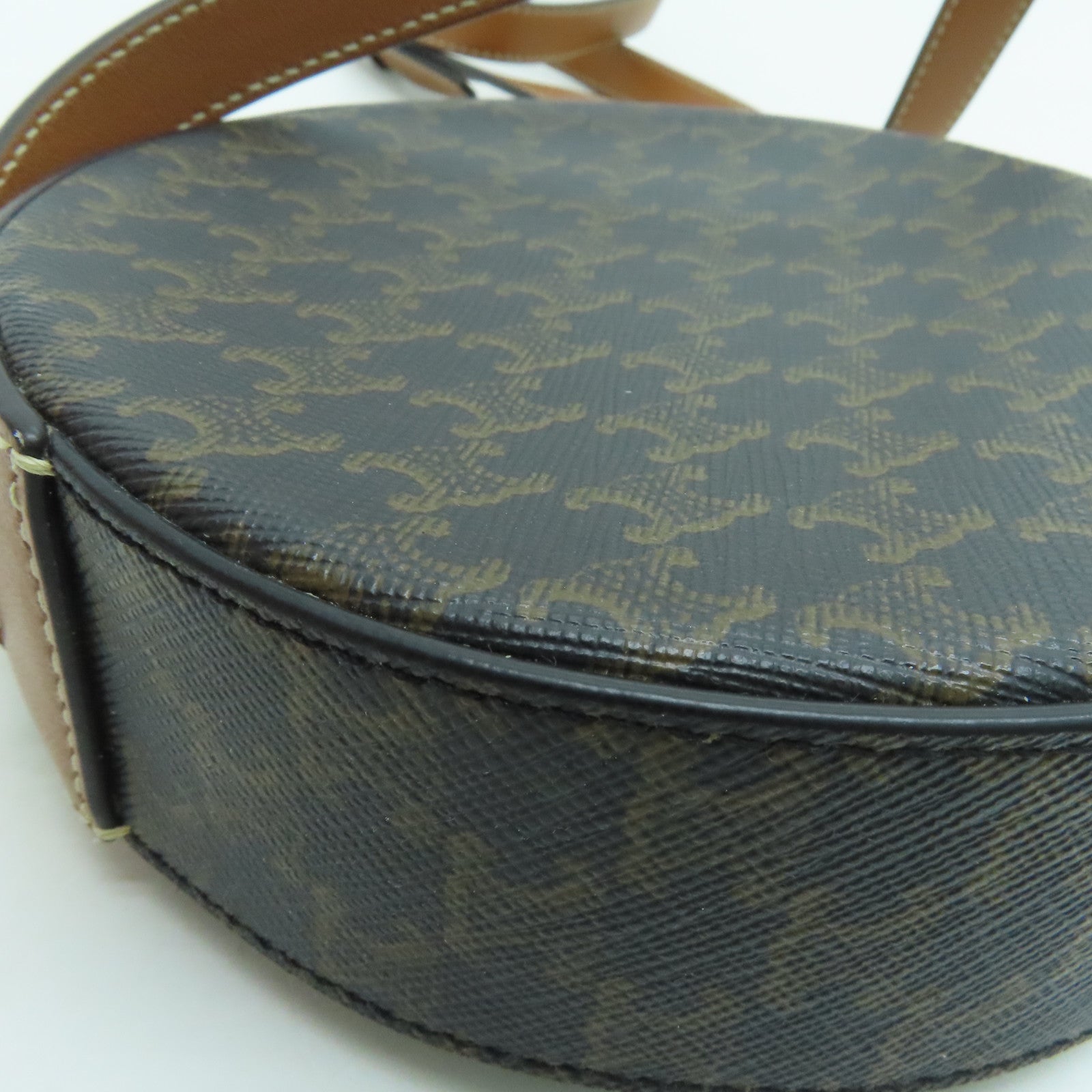 CELINE 塗層帆布Shoulder Bag金扣肩背袋啡色