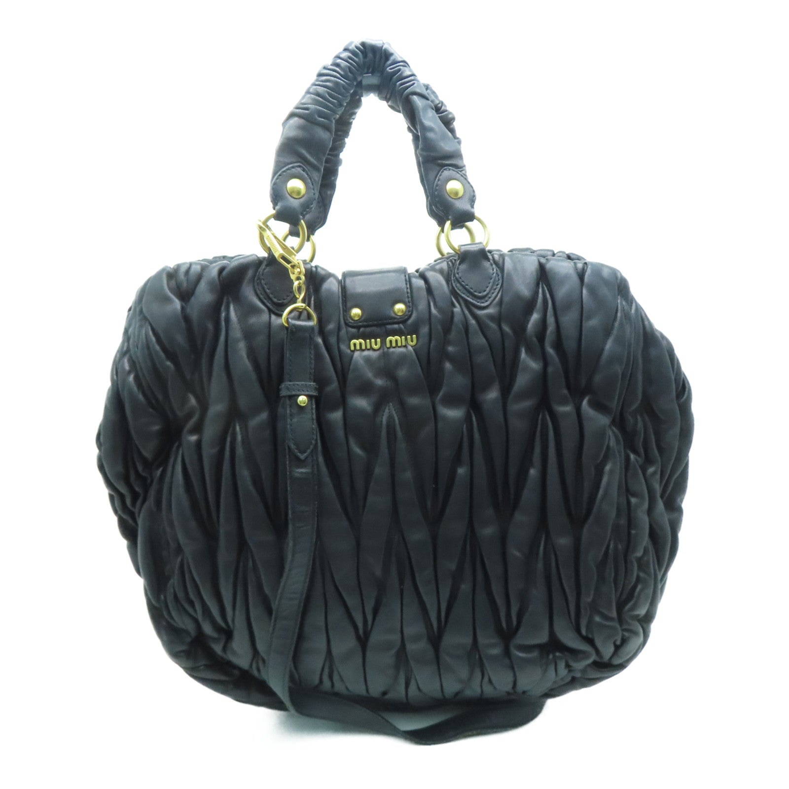 Miu Miu 羊皮皮革2way Shoulder Bag金扣手挽肩背兩用袋黑色