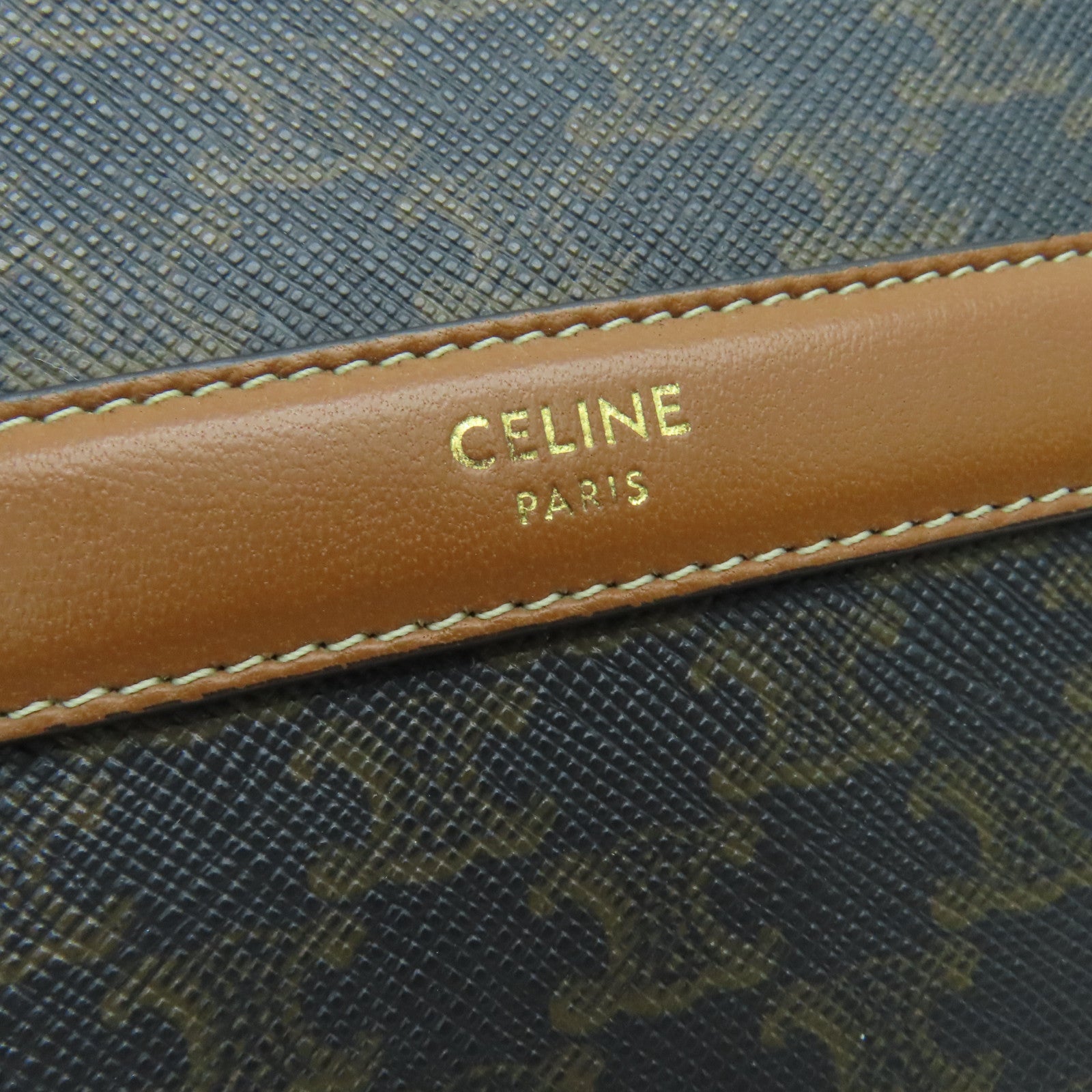 CELINE 塗層帆布Shoulder Bag金扣肩背袋啡色