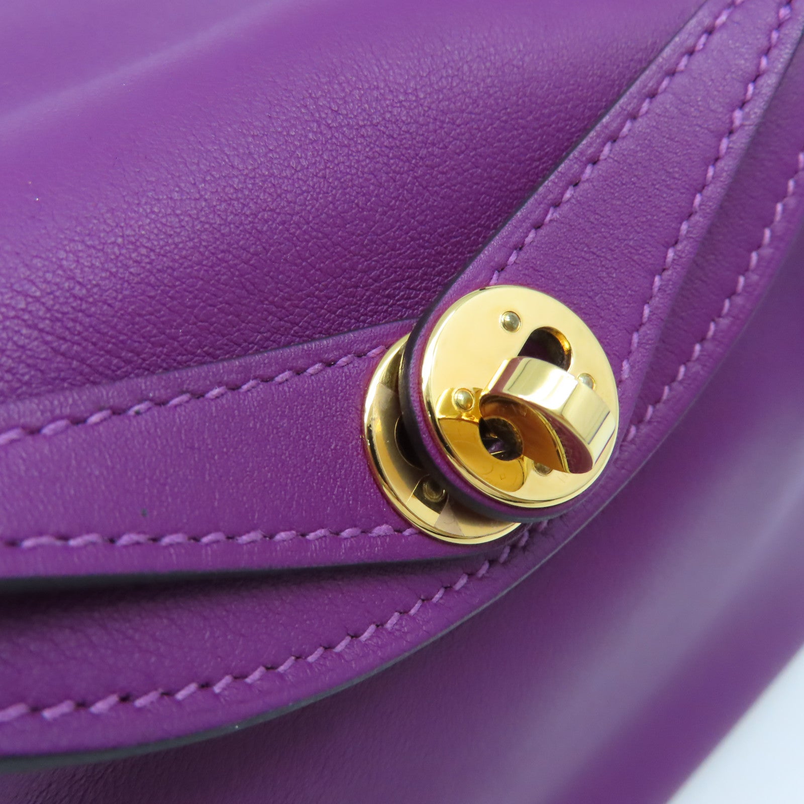 HERMES Swift皮革Mini Lindy金扣肩背袋Anemone/海葵紫色