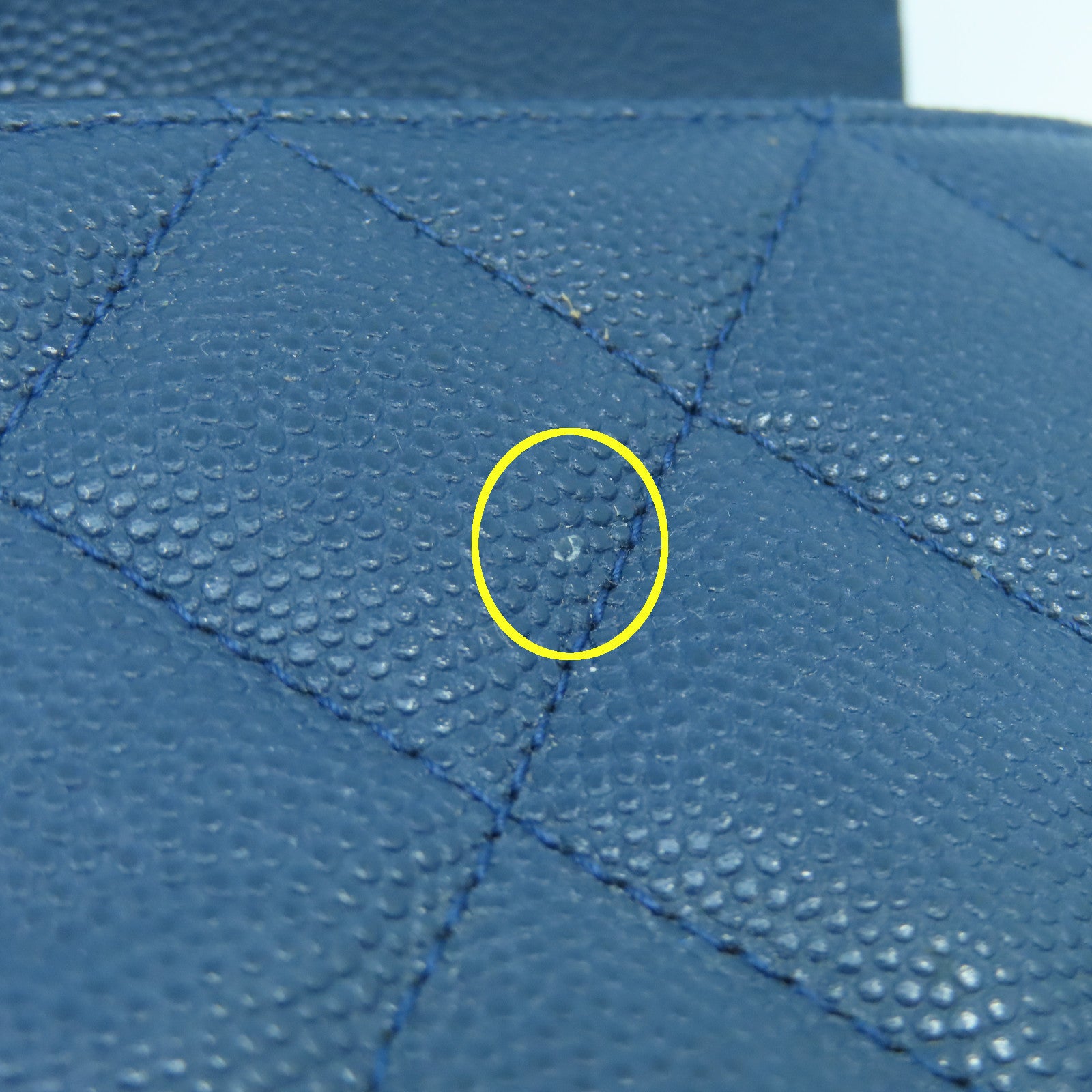 CHANEL 菱格Caviar皮革Classic Long Wallet金扣長錢包藍色