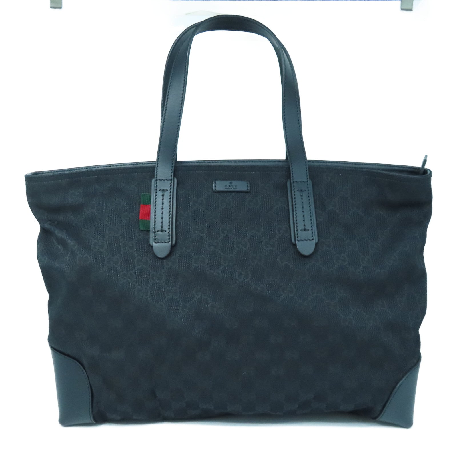 GUCCI 帆布Shoulder Bag銀扣肩背袋黑色
