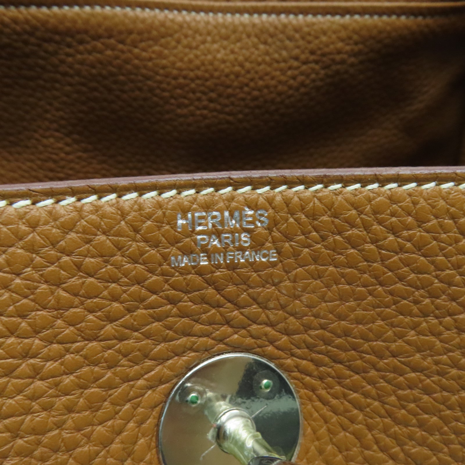 HERMES Clemence皮革Lindy 30银扣手挽肩背两用袋啡色