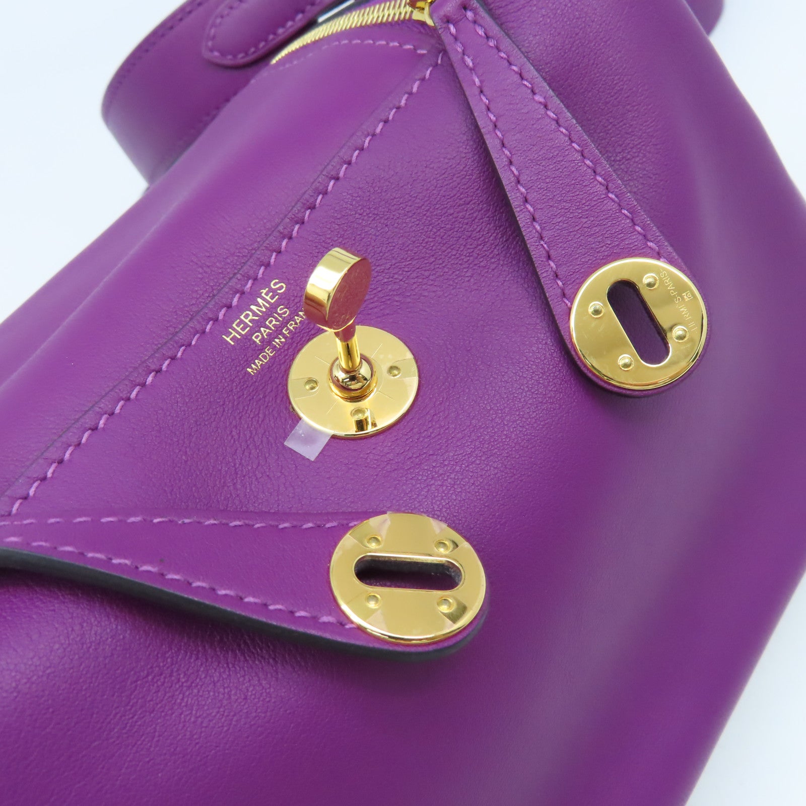 HERMES Swift皮革Mini Lindy金扣肩背袋Anemone/海葵紫色