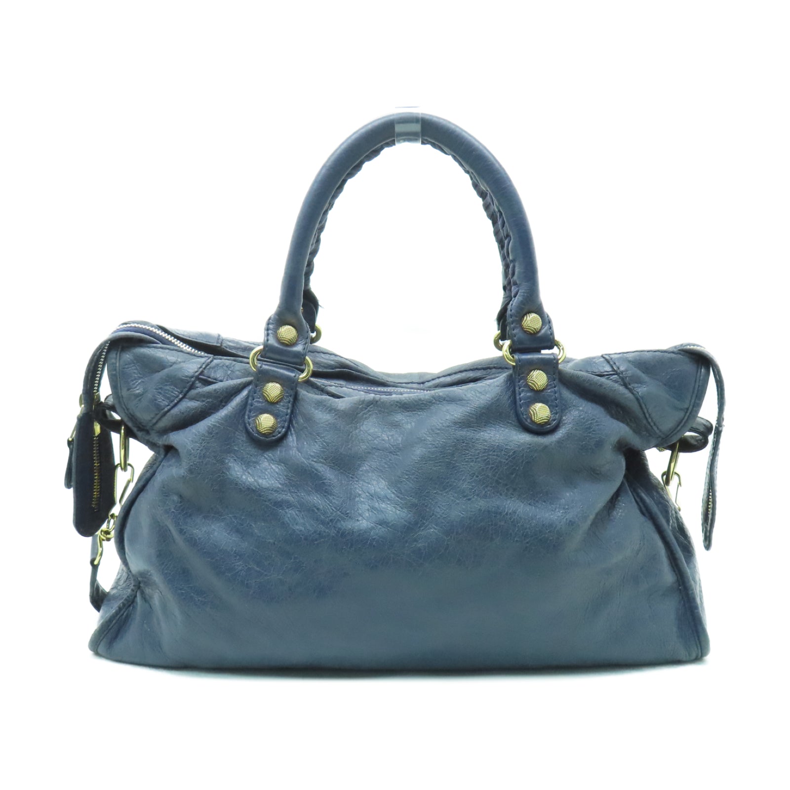 BALENCIAGA 牛皮皮革City金扣手挽肩背兩用袋藍色