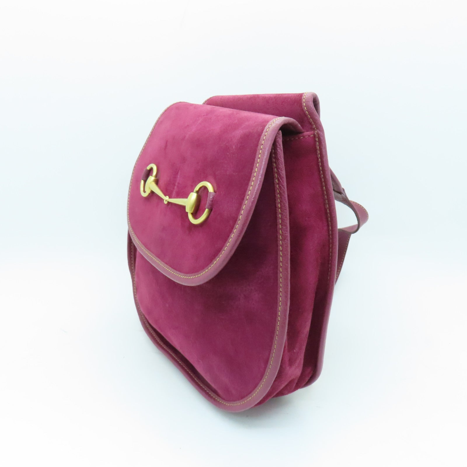GUCCI 麂皮皮革Horsebit Backpack金扣背包紫色