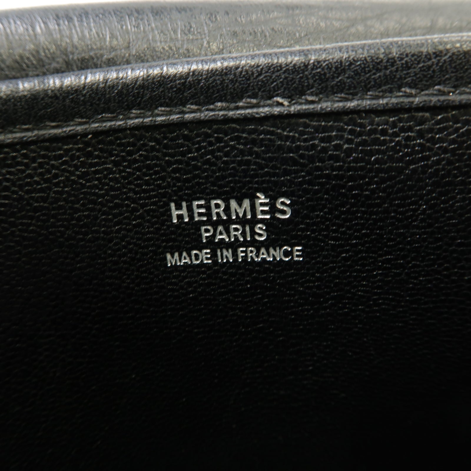 HERMES Clemence皮革Christine銀扣肩背袋黑色