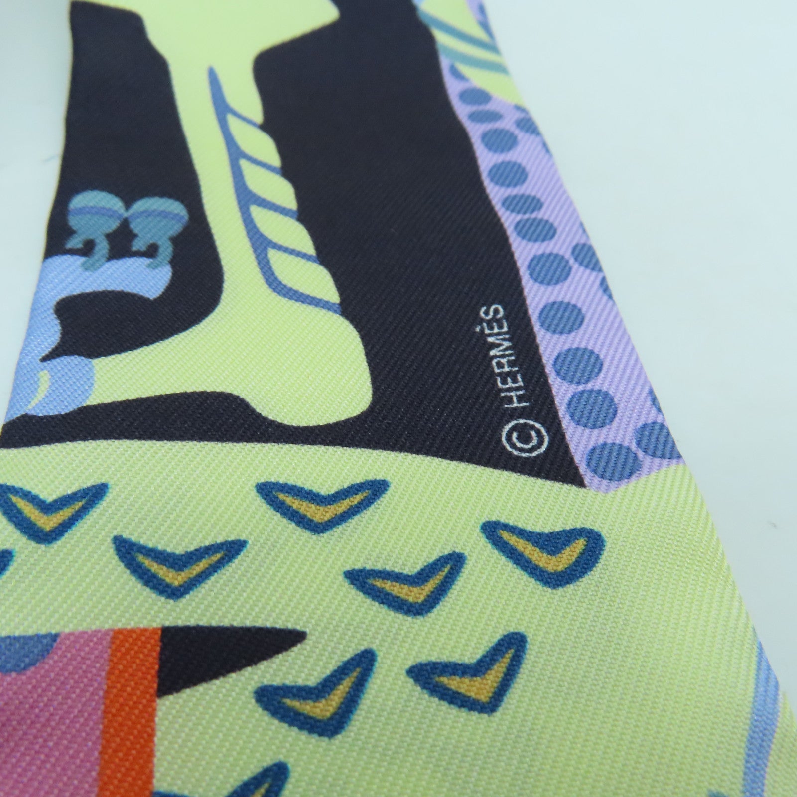 HERMES 絲質Twilly絲巾彩色