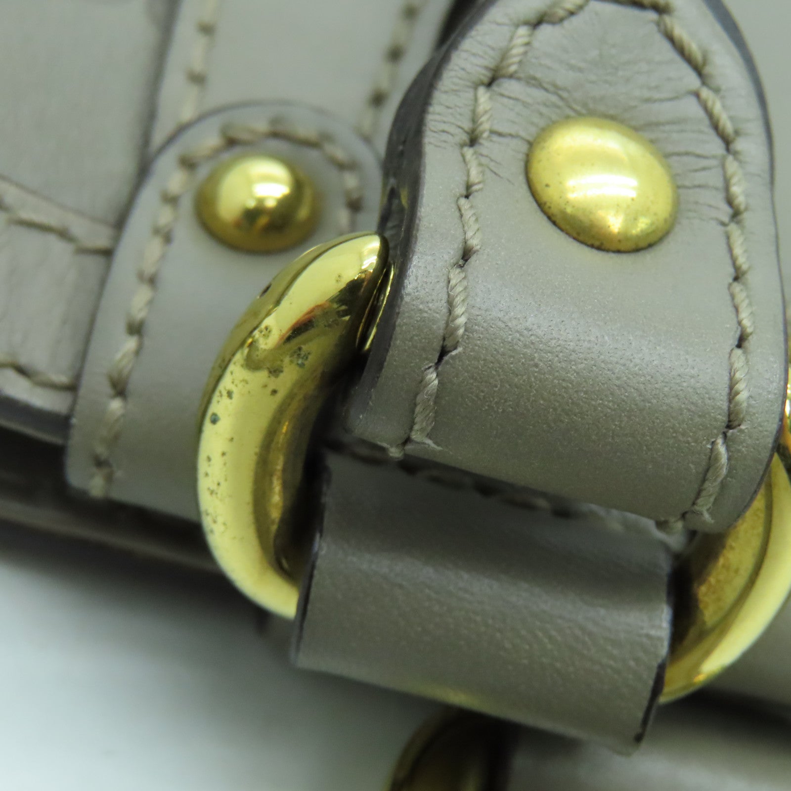 GUCCI 牛皮皮革Handbag金扣手挽袋灰色