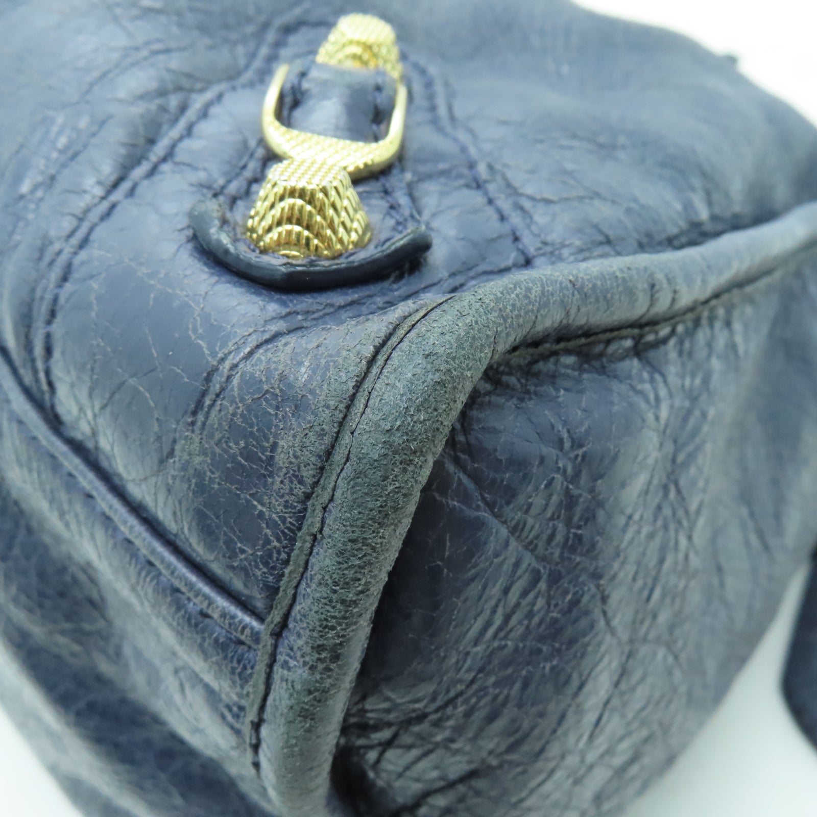 BALENCIAGA 牛皮皮革City金扣手挽肩背兩用袋藍色