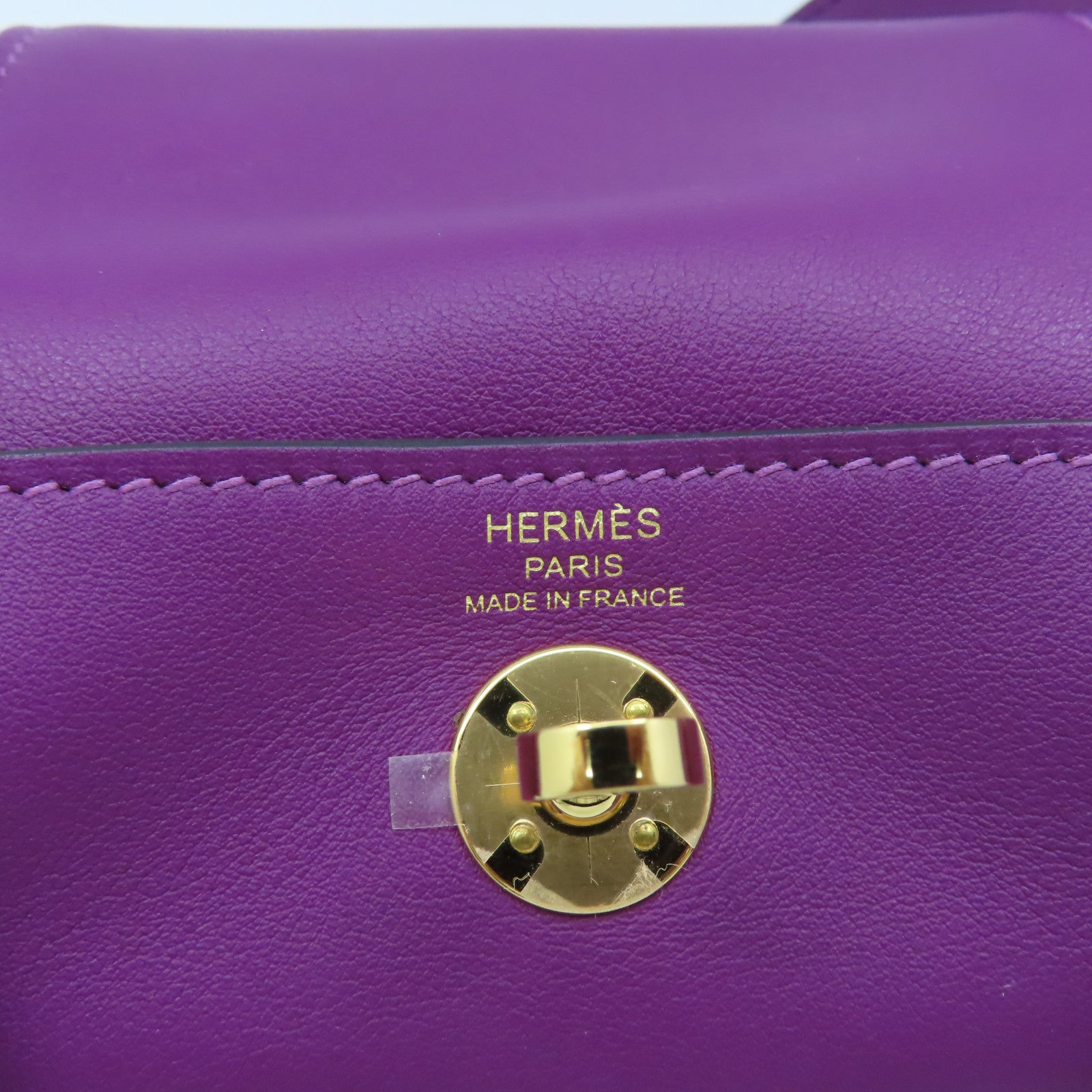 HERMES Swift皮革Mini Lindy金扣肩背袋Anemone/海葵紫色