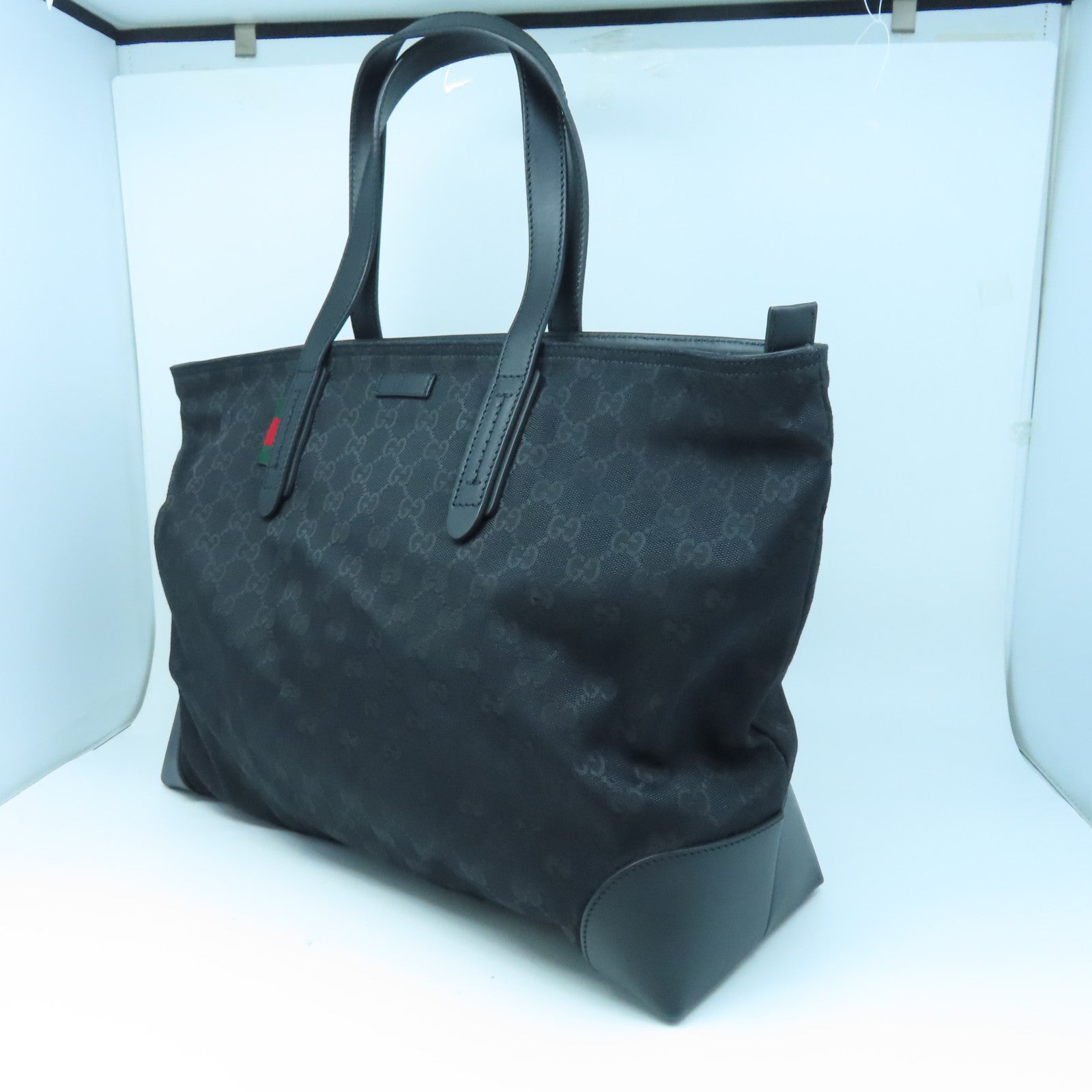 GUCCI 帆布Shoulder Bag銀扣肩背袋黑色