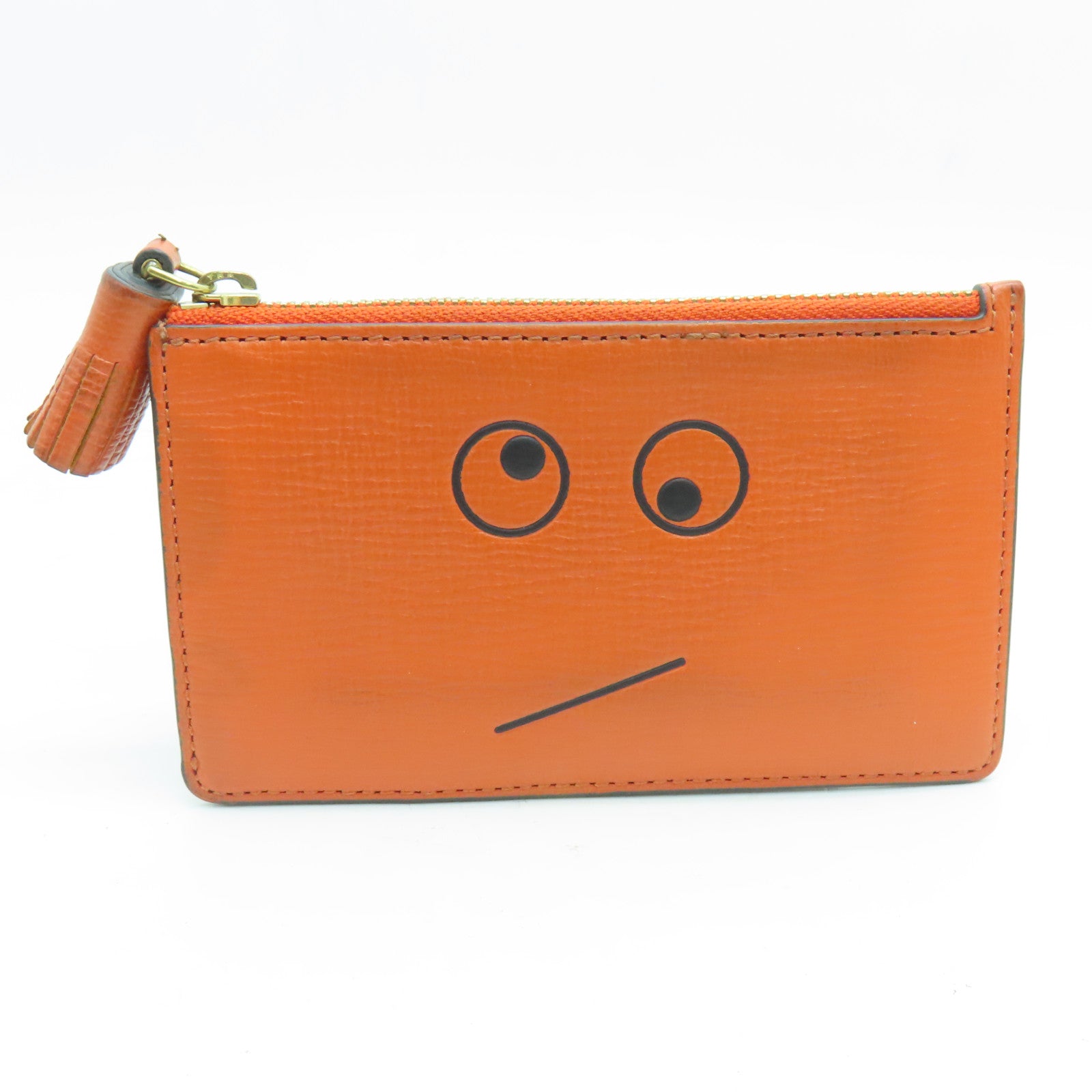 Anya Hindmarch 皮革Card Case金扣卡套橙色