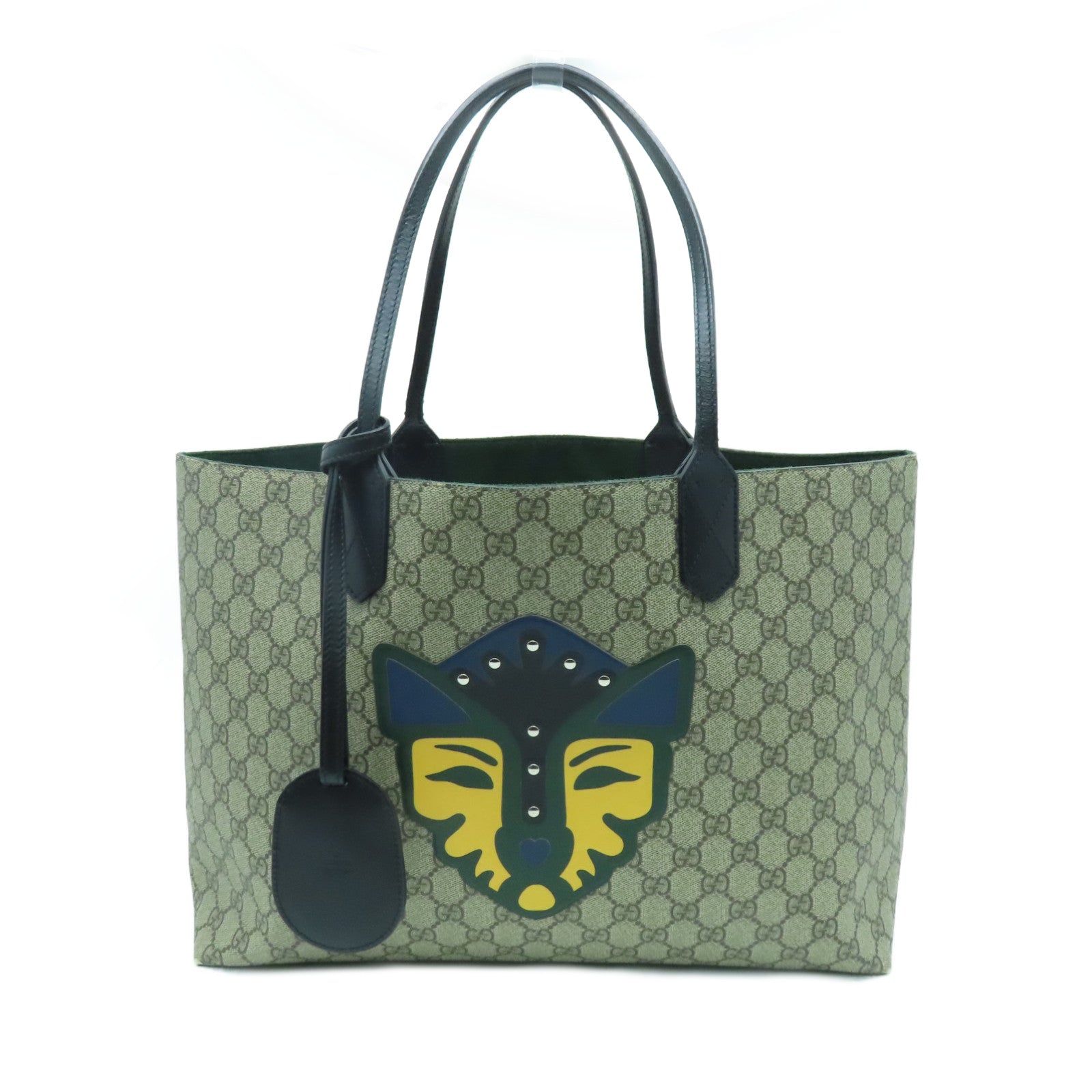 GUCCI 塗層帆布Tote Bag銀扣手挽袋啡色