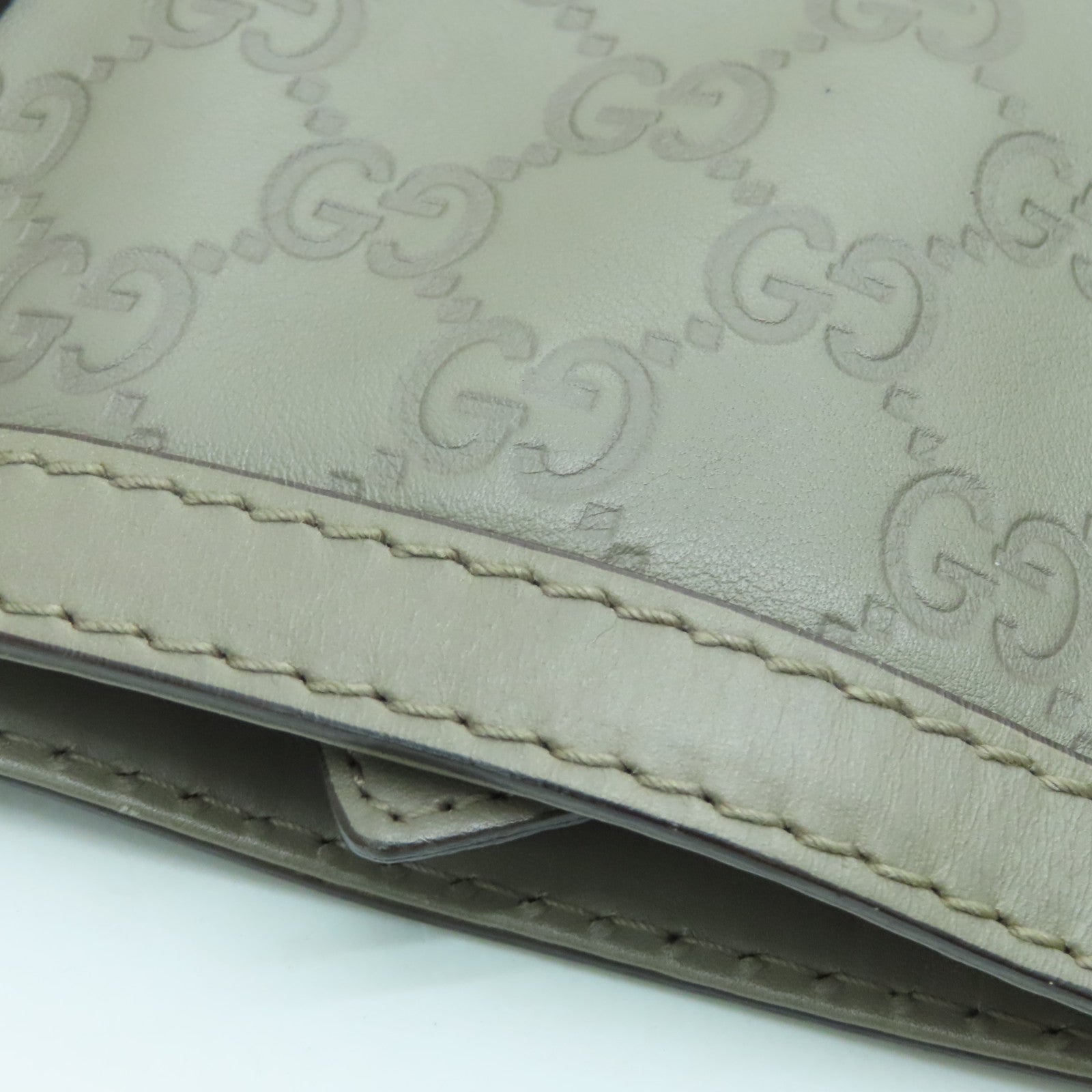 GUCCI 牛皮皮革Handbag金扣手挽袋灰色