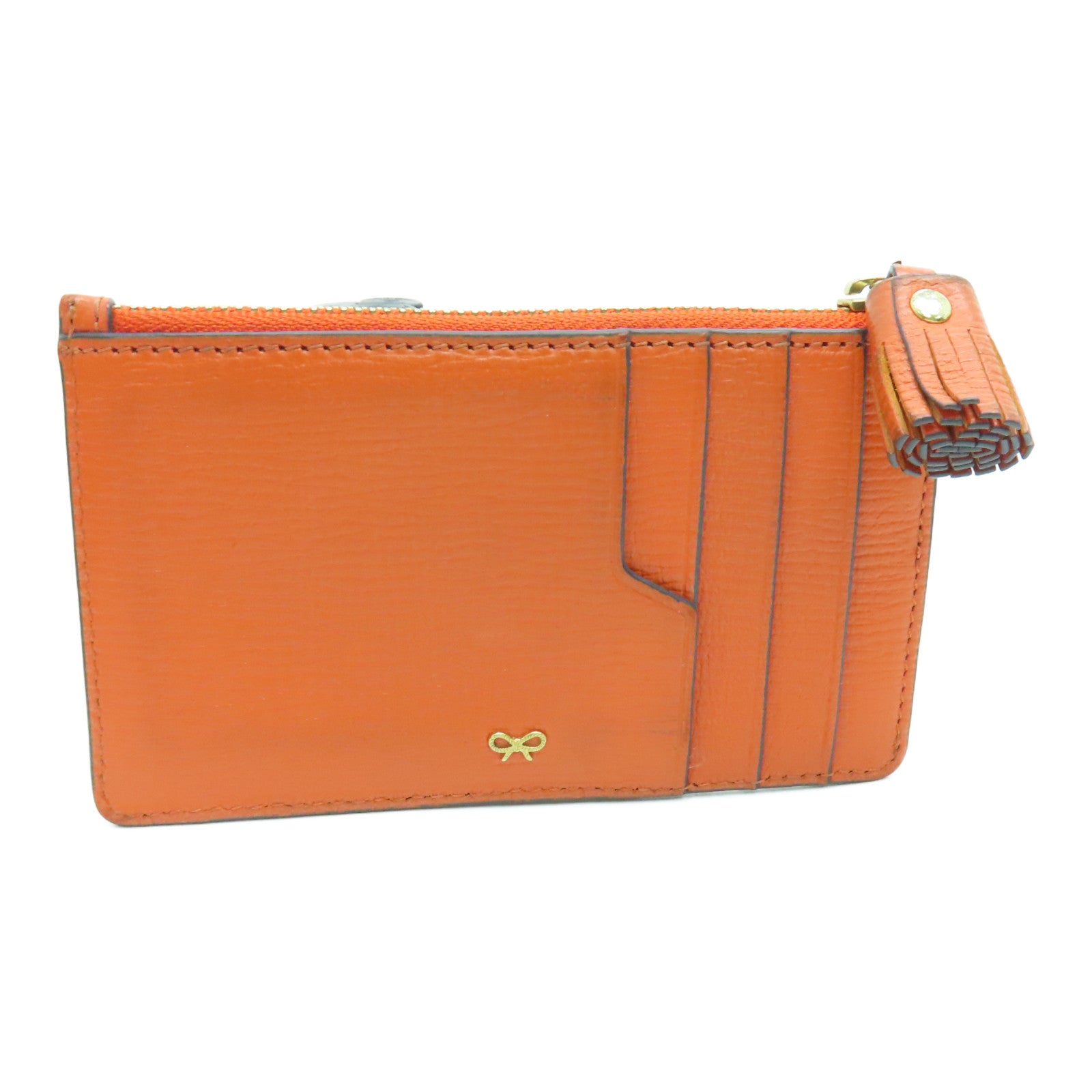Anya Hindmarch 皮革Card Case金扣卡套橙色
