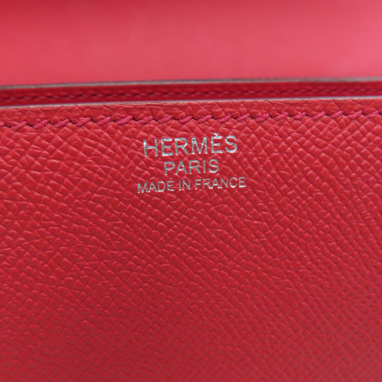 HERMES Epsom皮革Mosaique銀扣鏈帶肩背袋紅色