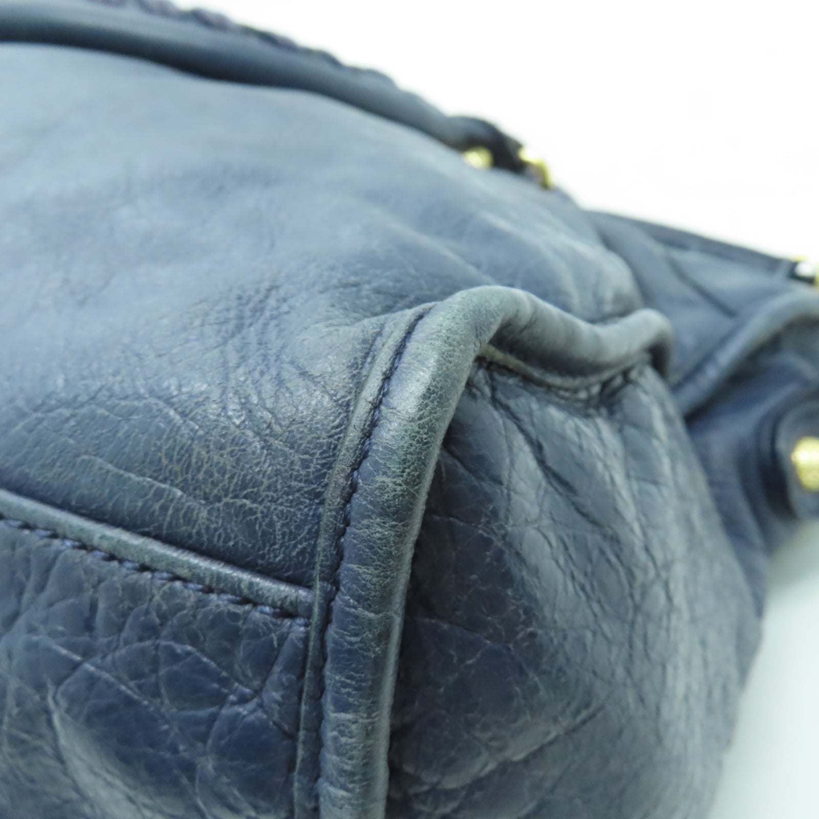 BALENCIAGA 牛皮皮革City金扣手挽肩背兩用袋藍色