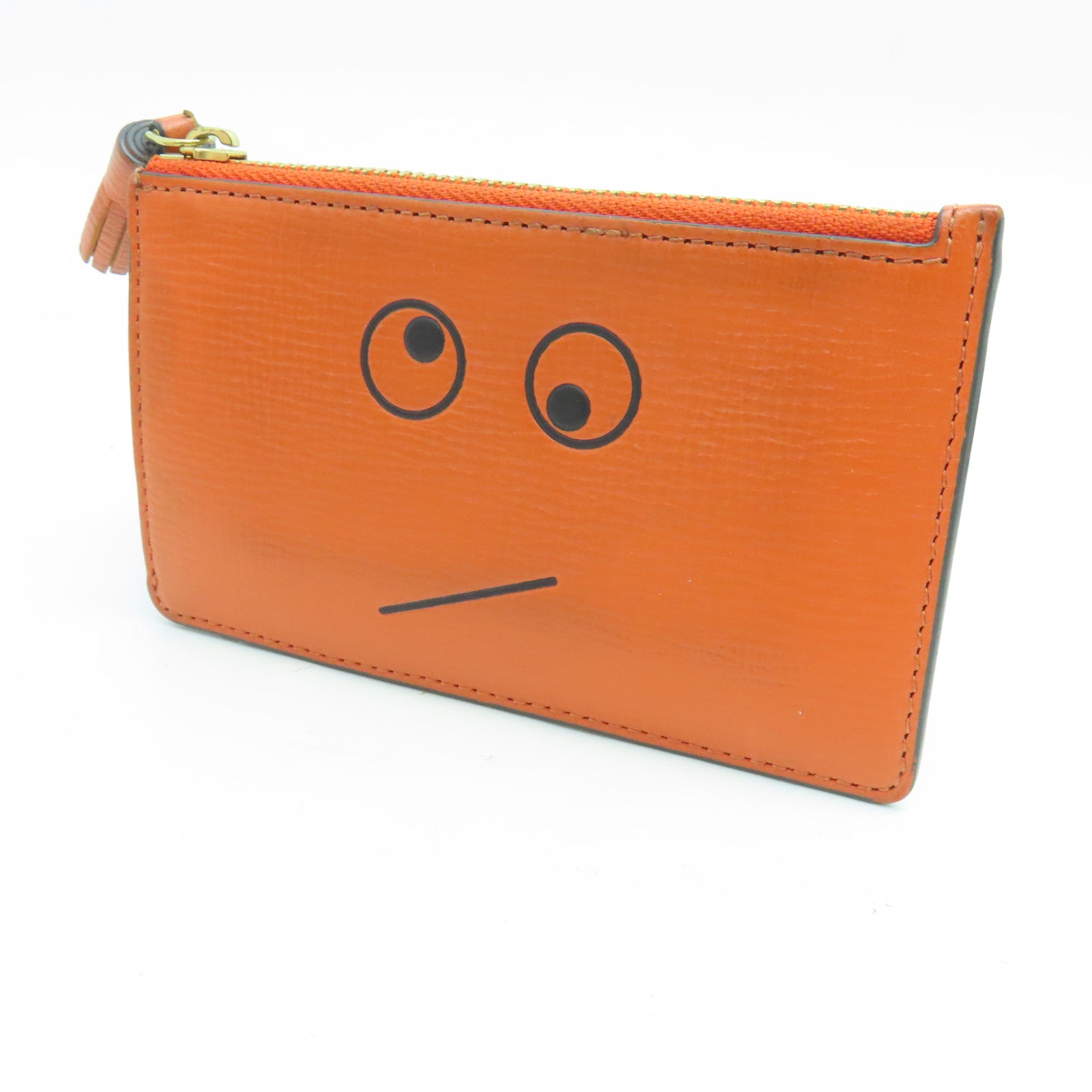 Anya Hindmarch 皮革Card Case金扣卡套橙色