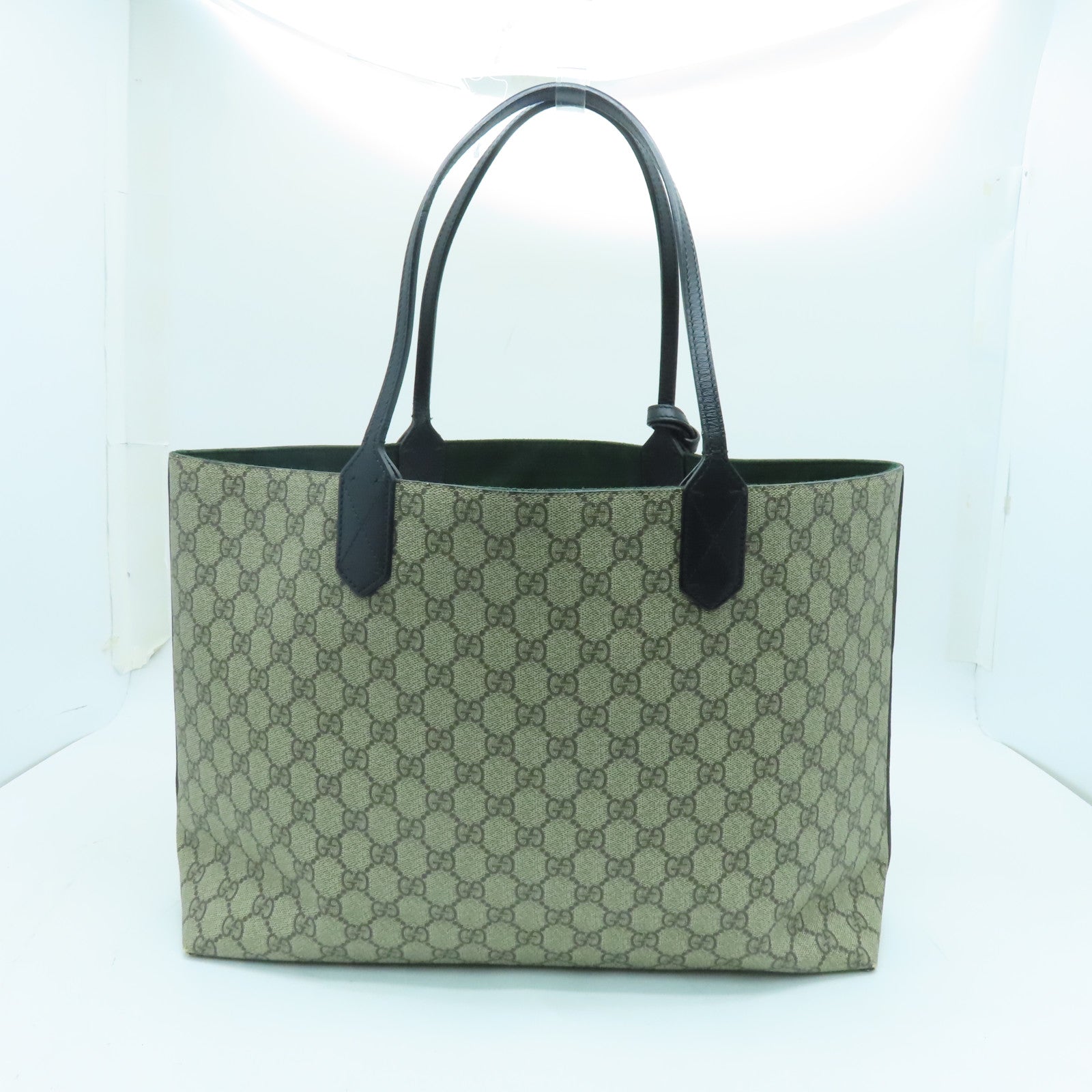 GUCCI 塗層帆布Tote Bag銀扣手挽袋啡色