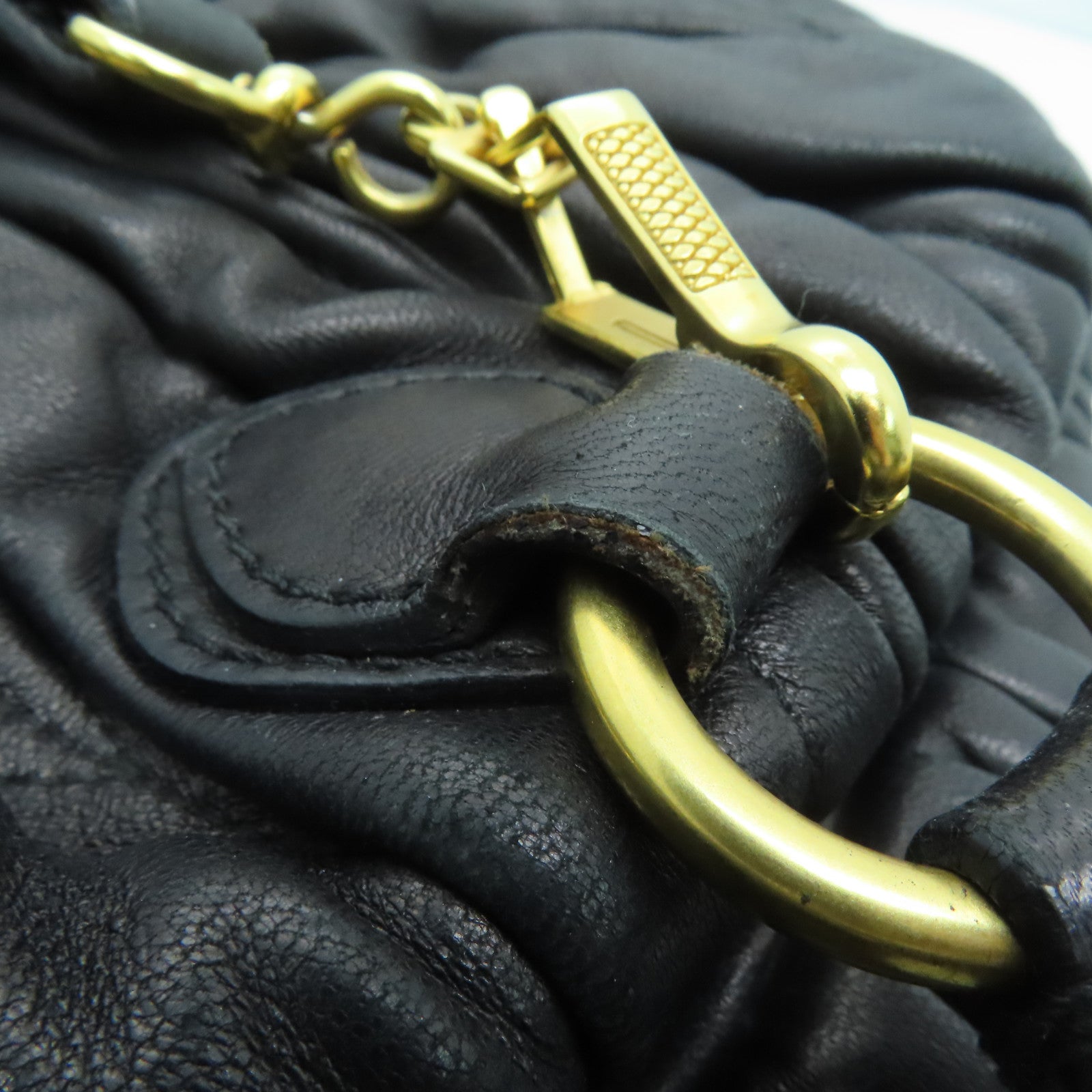 Miu Miu 羊皮皮革2way Shoulder Bag金扣手挽肩背兩用袋黑色