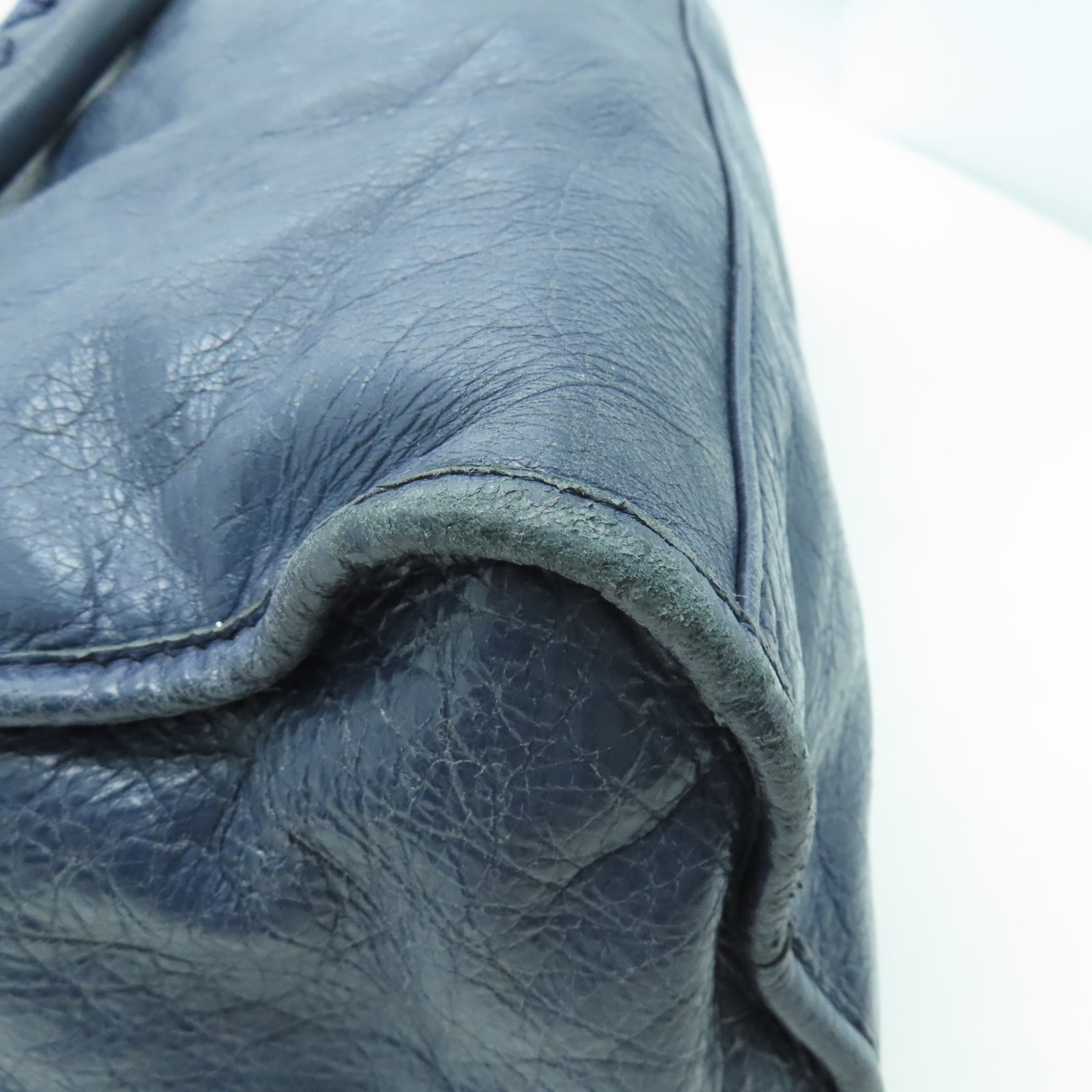 BALENCIAGA 牛皮皮革City金扣手挽肩背兩用袋藍色