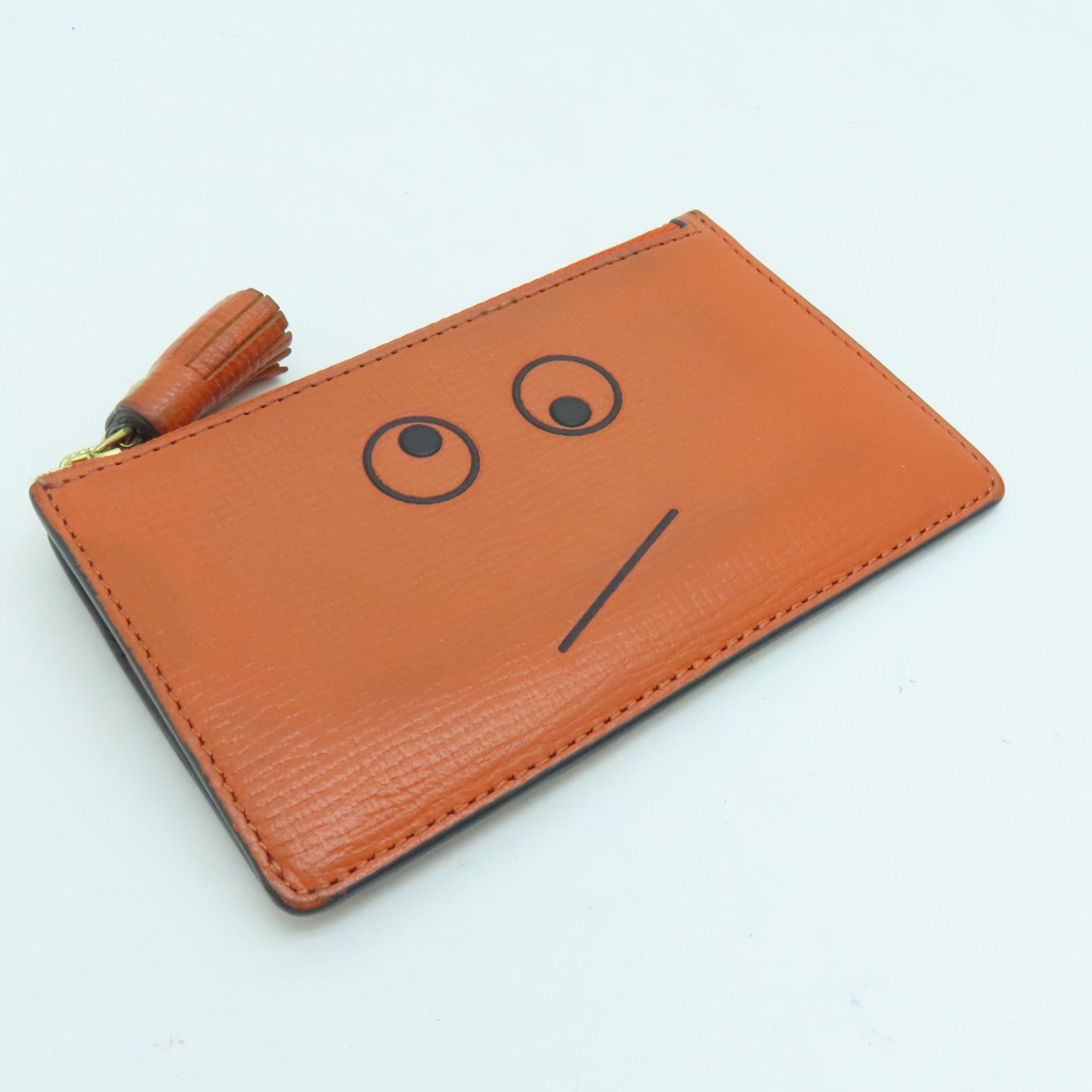 Anya Hindmarch 皮革Card Case金扣卡套橙色