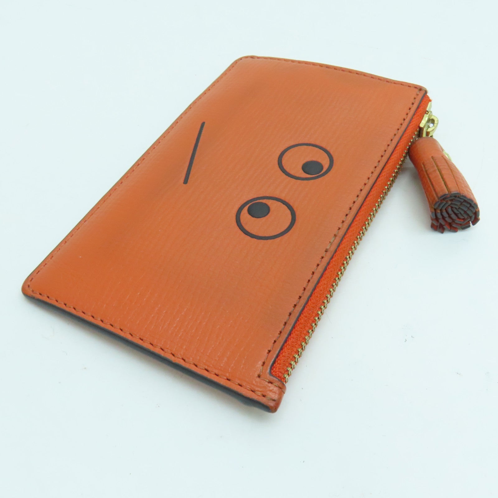 Anya Hindmarch 皮革Card Case金扣卡套橙色