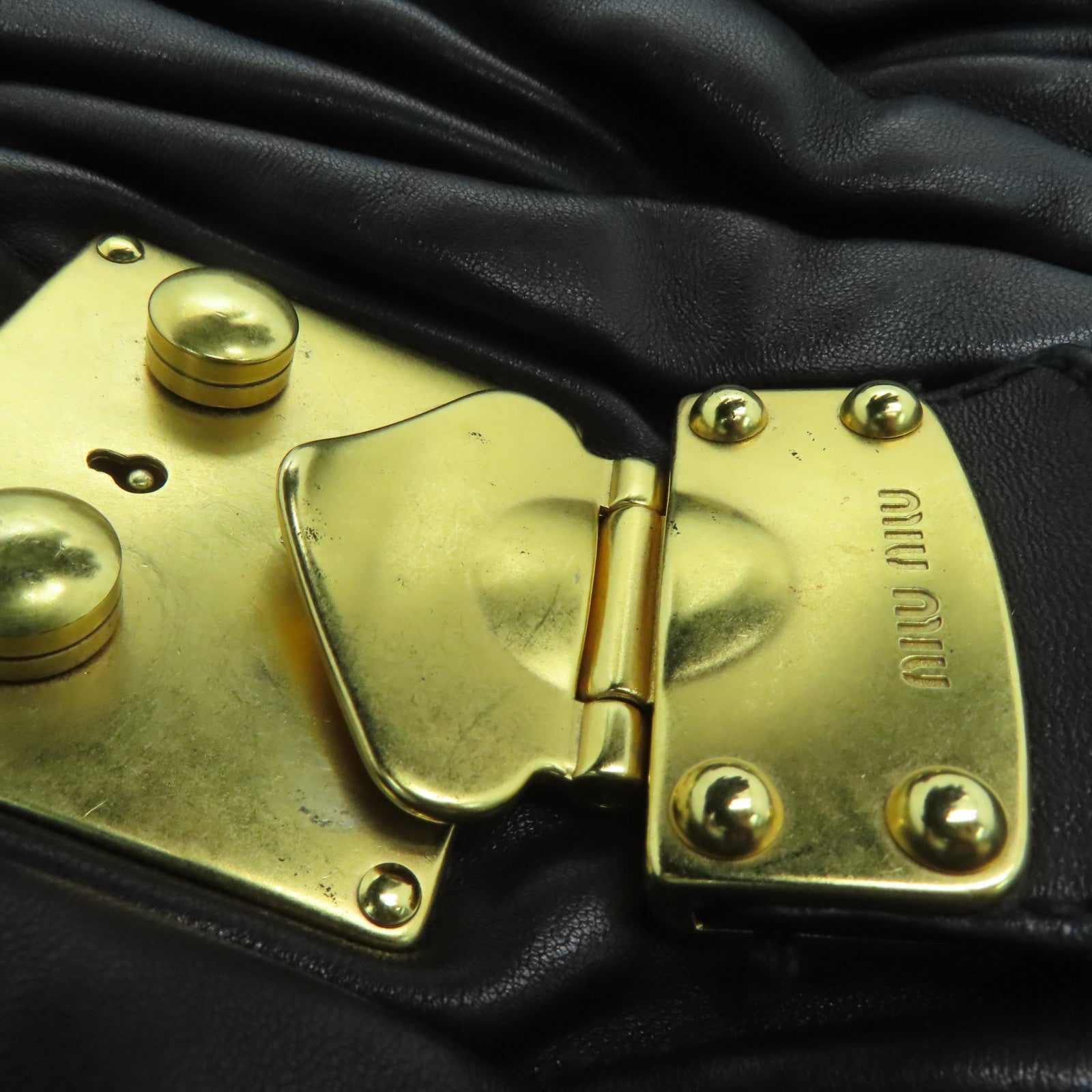 Miu Miu 羊皮皮革2way Shoulder Bag金扣手挽肩背兩用袋黑色