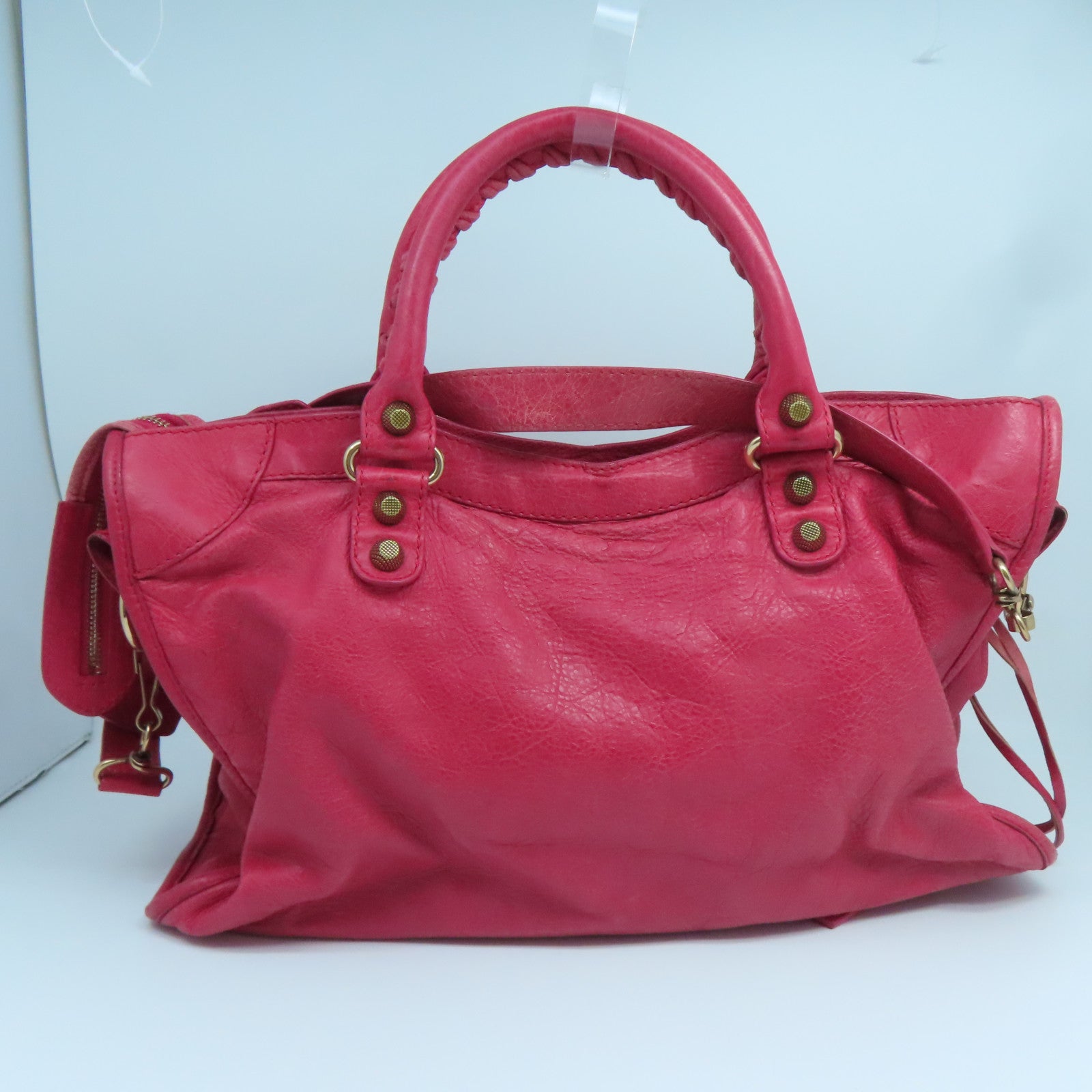 BALENCIAGA 【激減優惠】牛皮皮革City Bag金扣肩背袋紅色