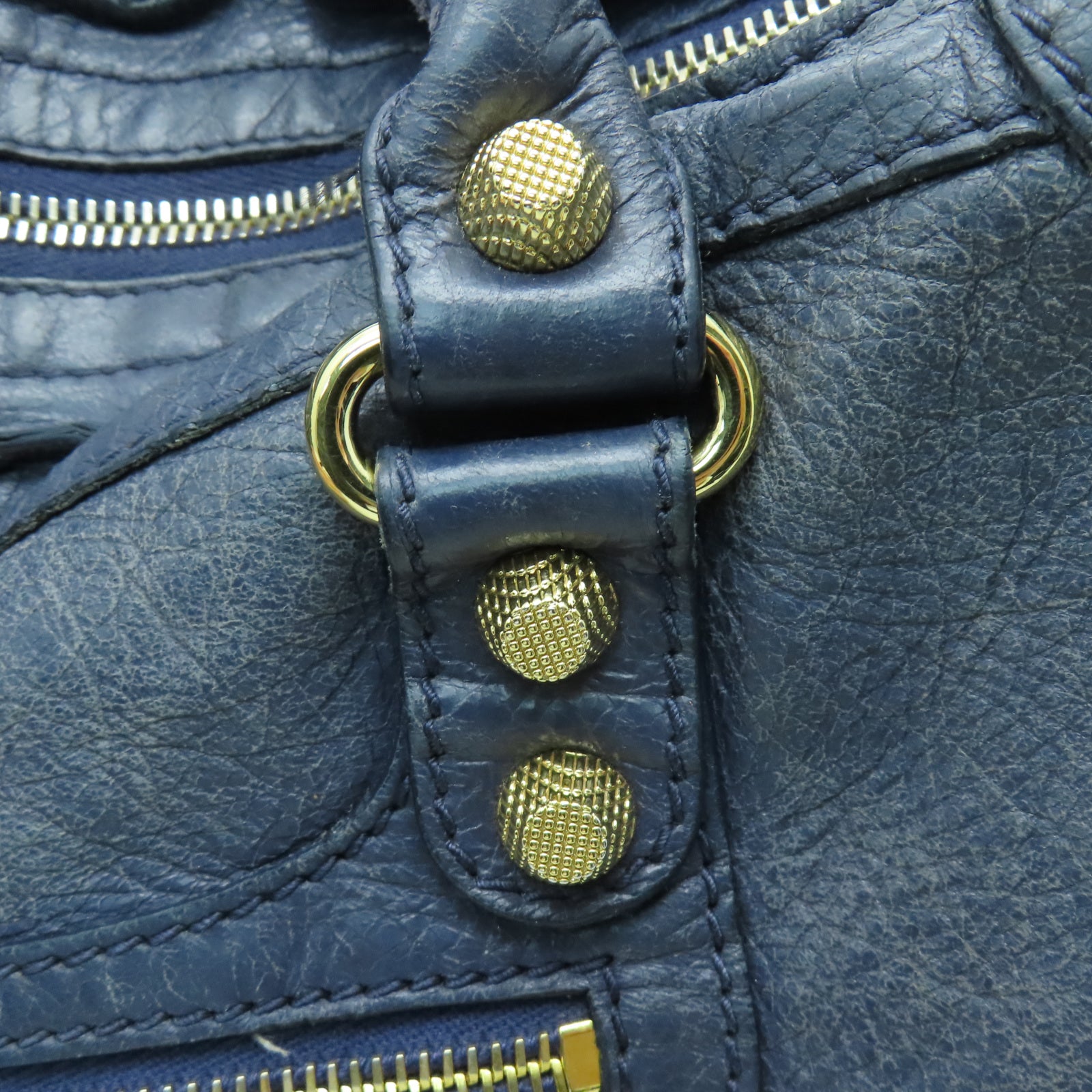 BALENCIAGA 牛皮皮革City金扣手挽肩背兩用袋藍色