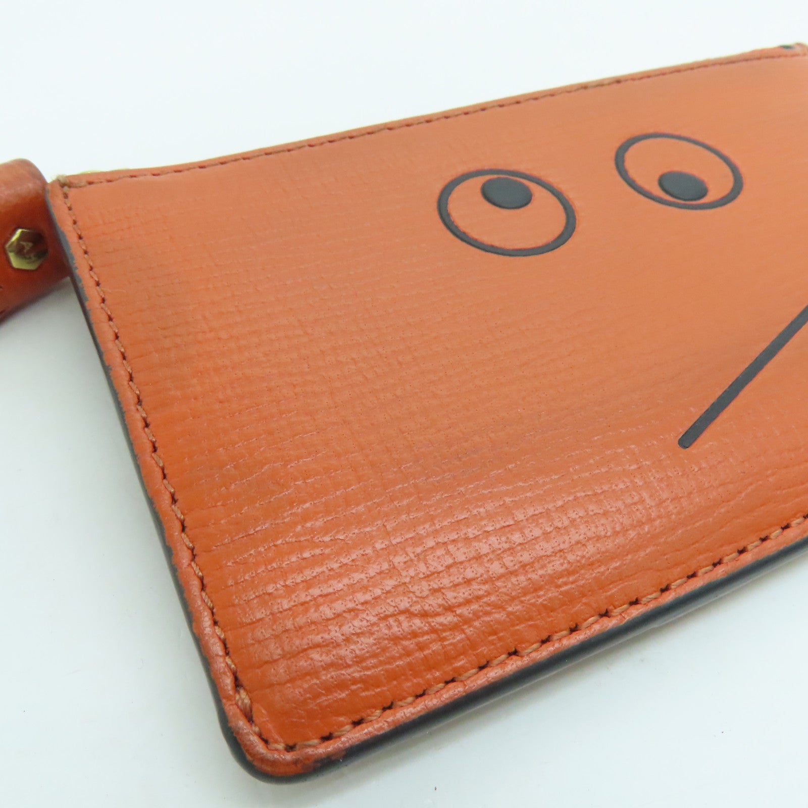 Anya Hindmarch 皮革Card Case金扣卡套橙色