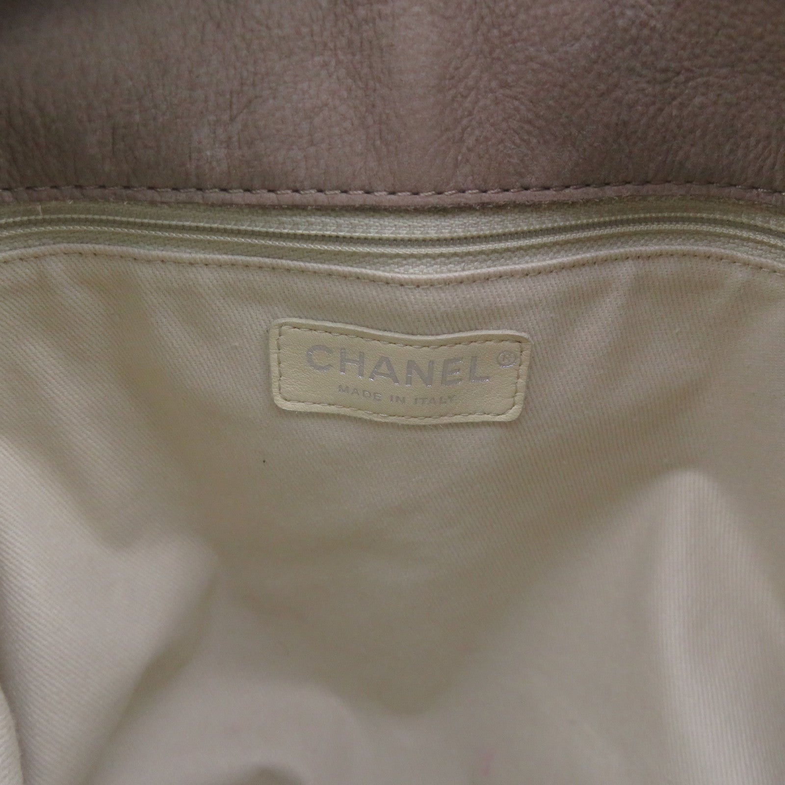 CHANEL 【激減優惠】菱格牛皮皮革Shoulder Bag銀扣鏈帶肩背袋米色