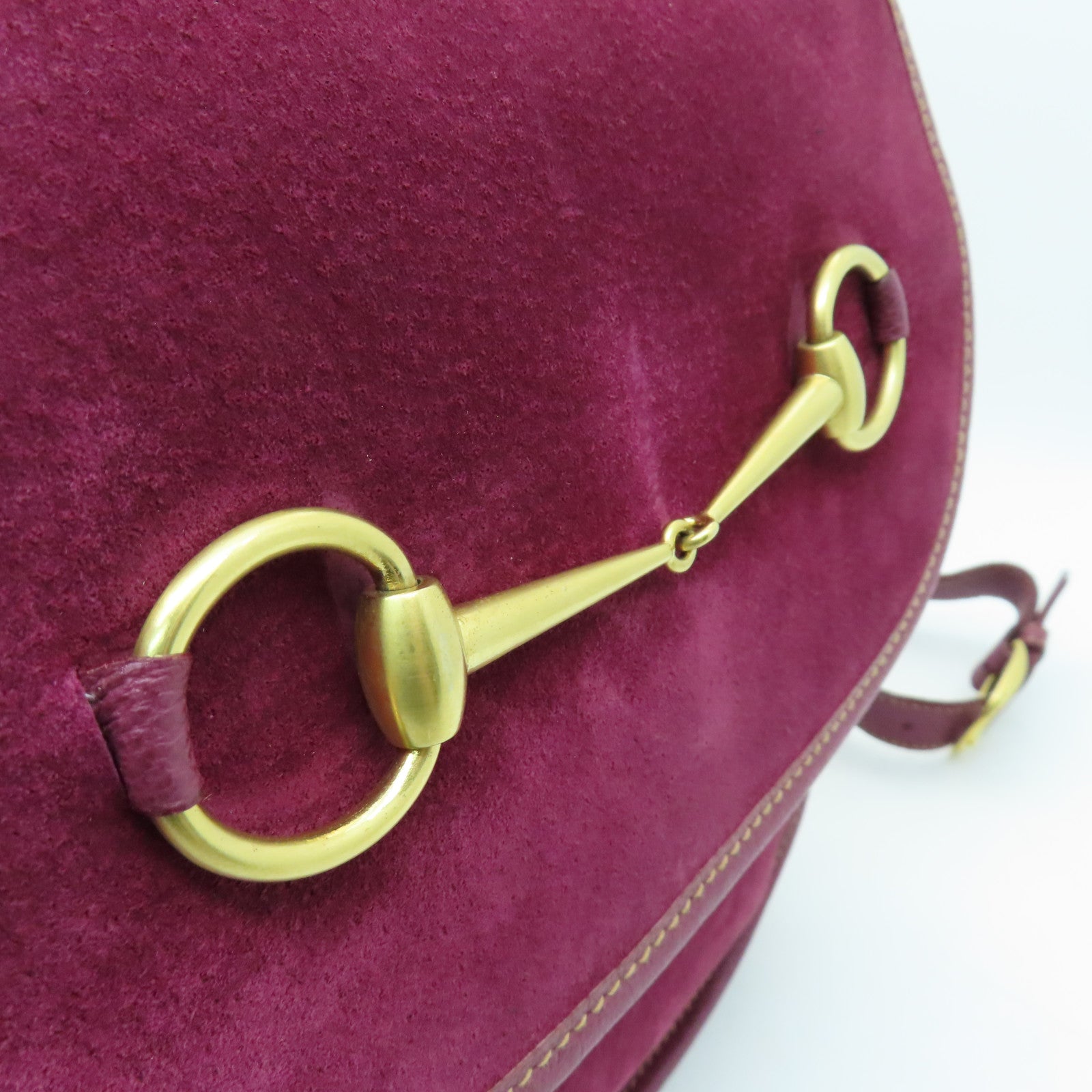 GUCCI 麂皮皮革Horsebit Backpack金扣背包紫色