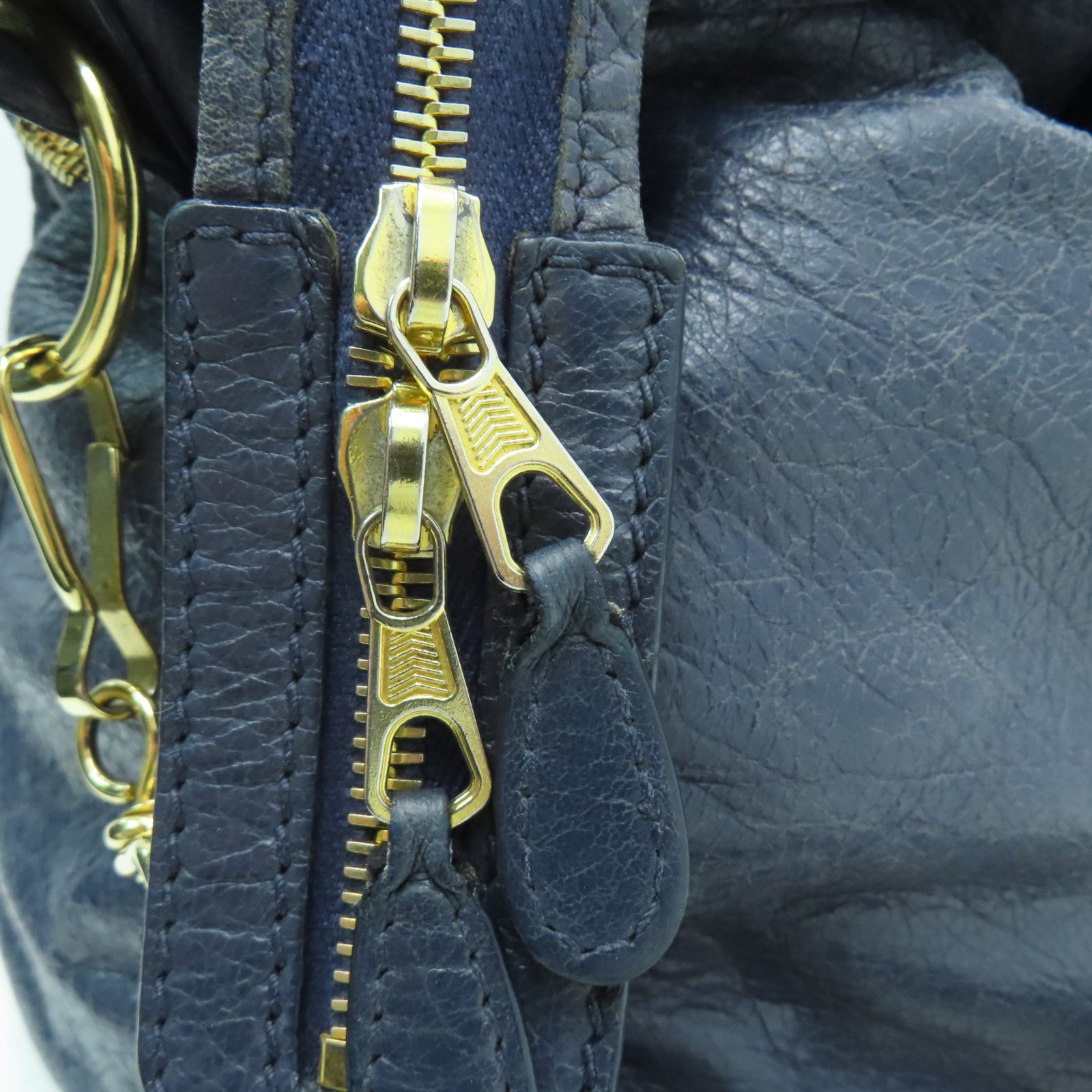 BALENCIAGA 牛皮皮革City金扣手挽肩背兩用袋藍色