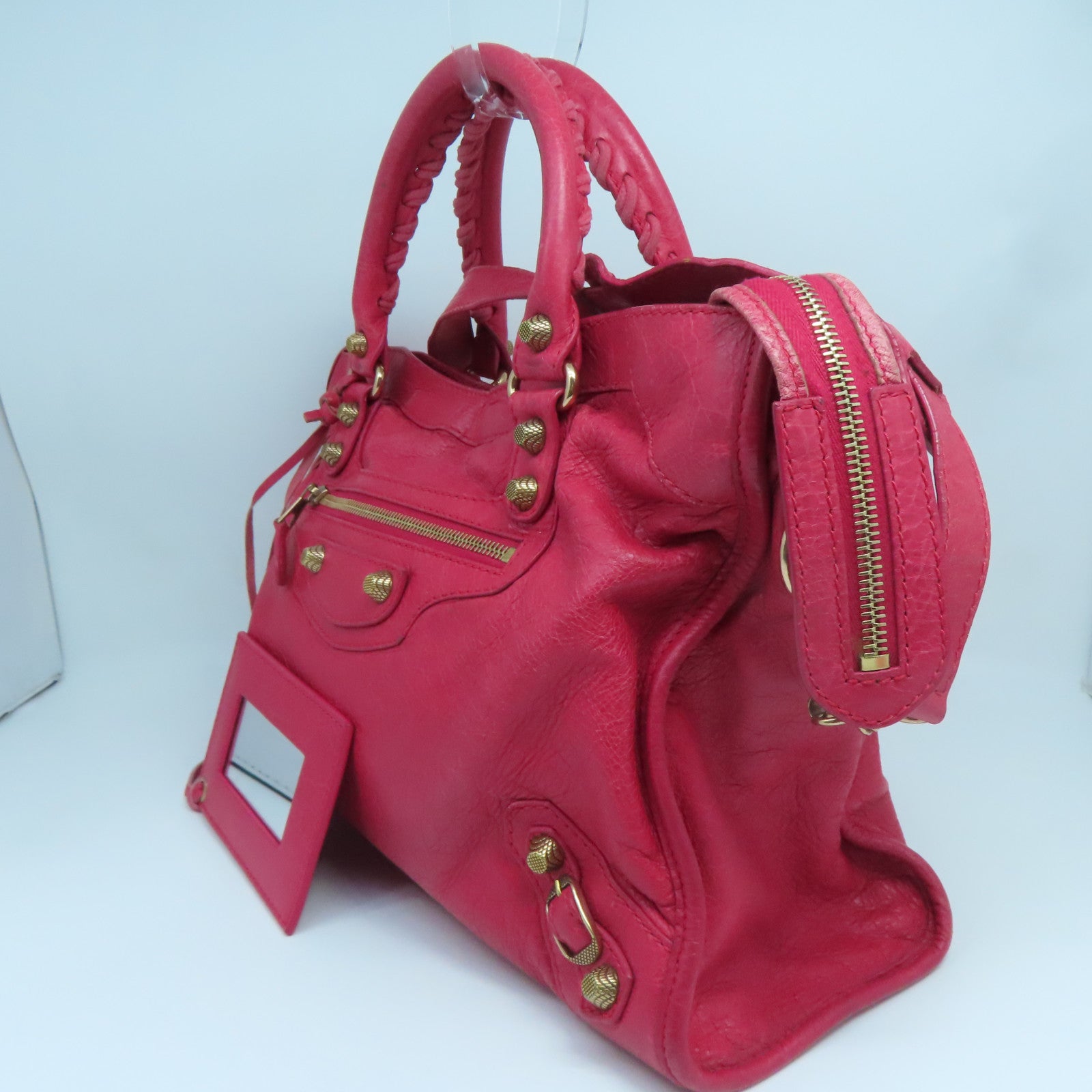 BALENCIAGA 【激減優惠】牛皮皮革City Bag金扣肩背袋紅色