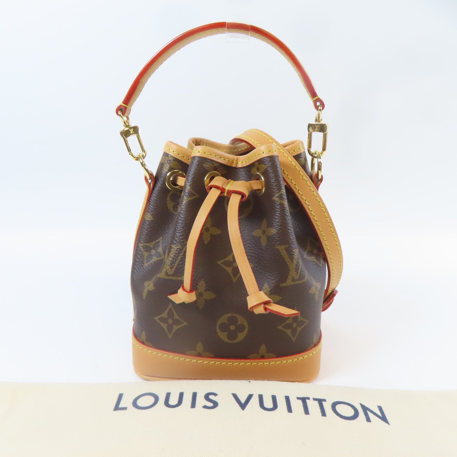 LOUIS VUITTON Monogram Noe Nano金扣手挽肩背兩用袋啡色