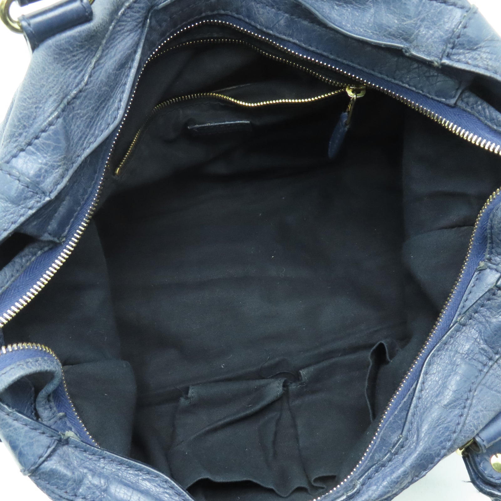 BALENCIAGA 牛皮皮革City金扣手挽肩背兩用袋藍色