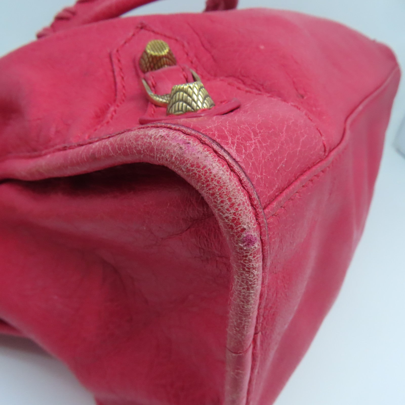 BALENCIAGA 【激減優惠】牛皮皮革City Bag金扣肩背袋紅色